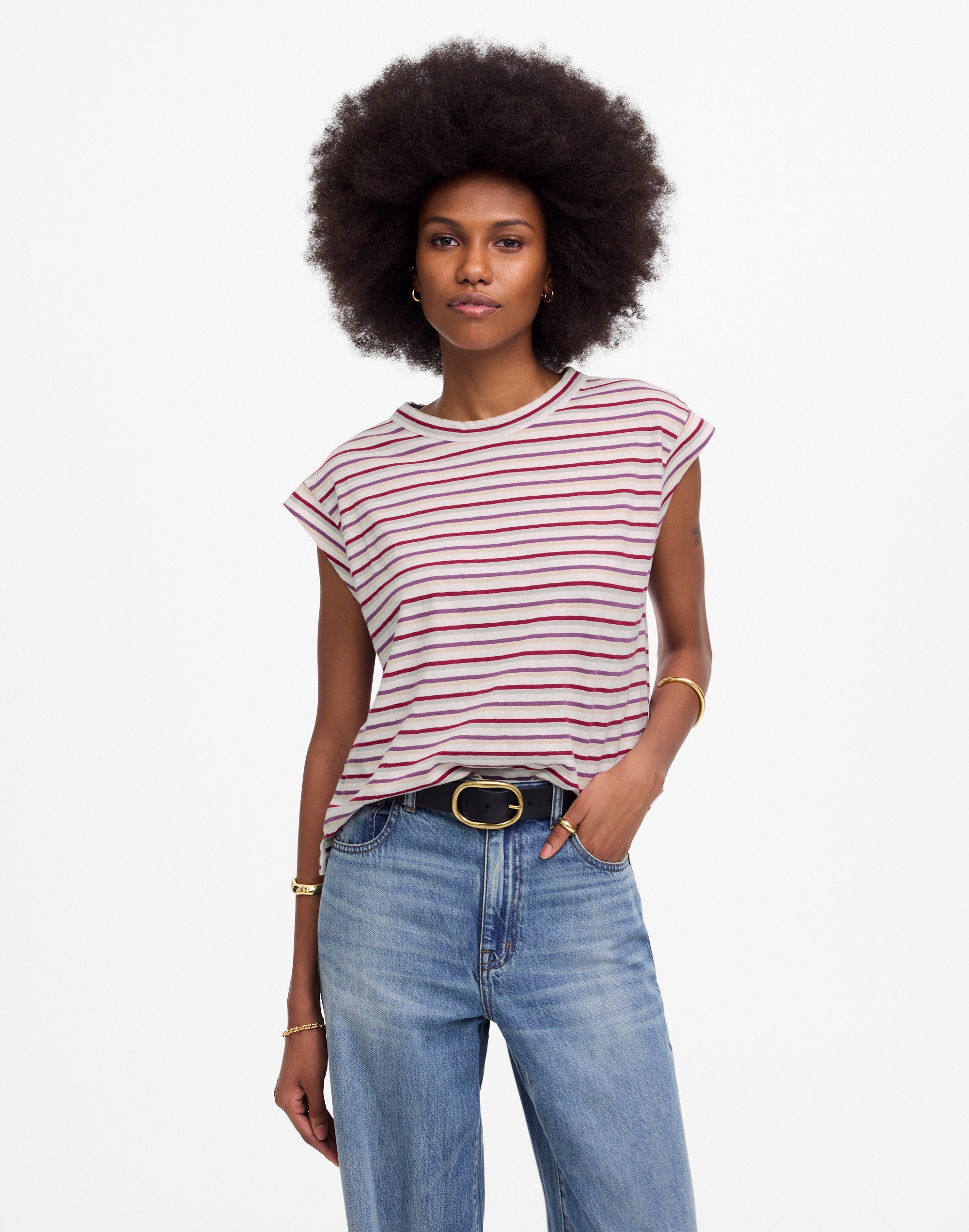 Boxy Muscle Tee in Stripe