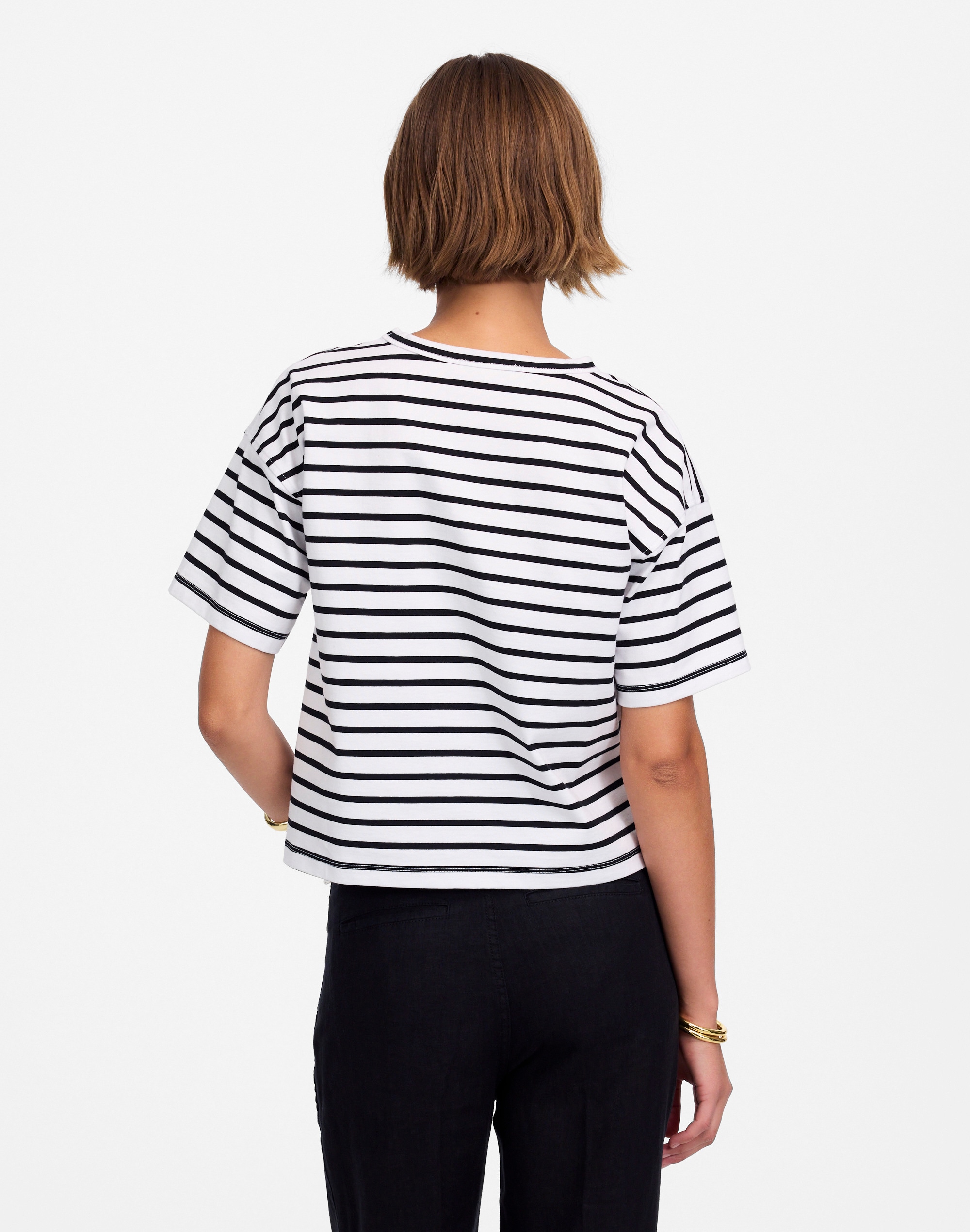 Everyday Boxy Crop Tee in Stripe