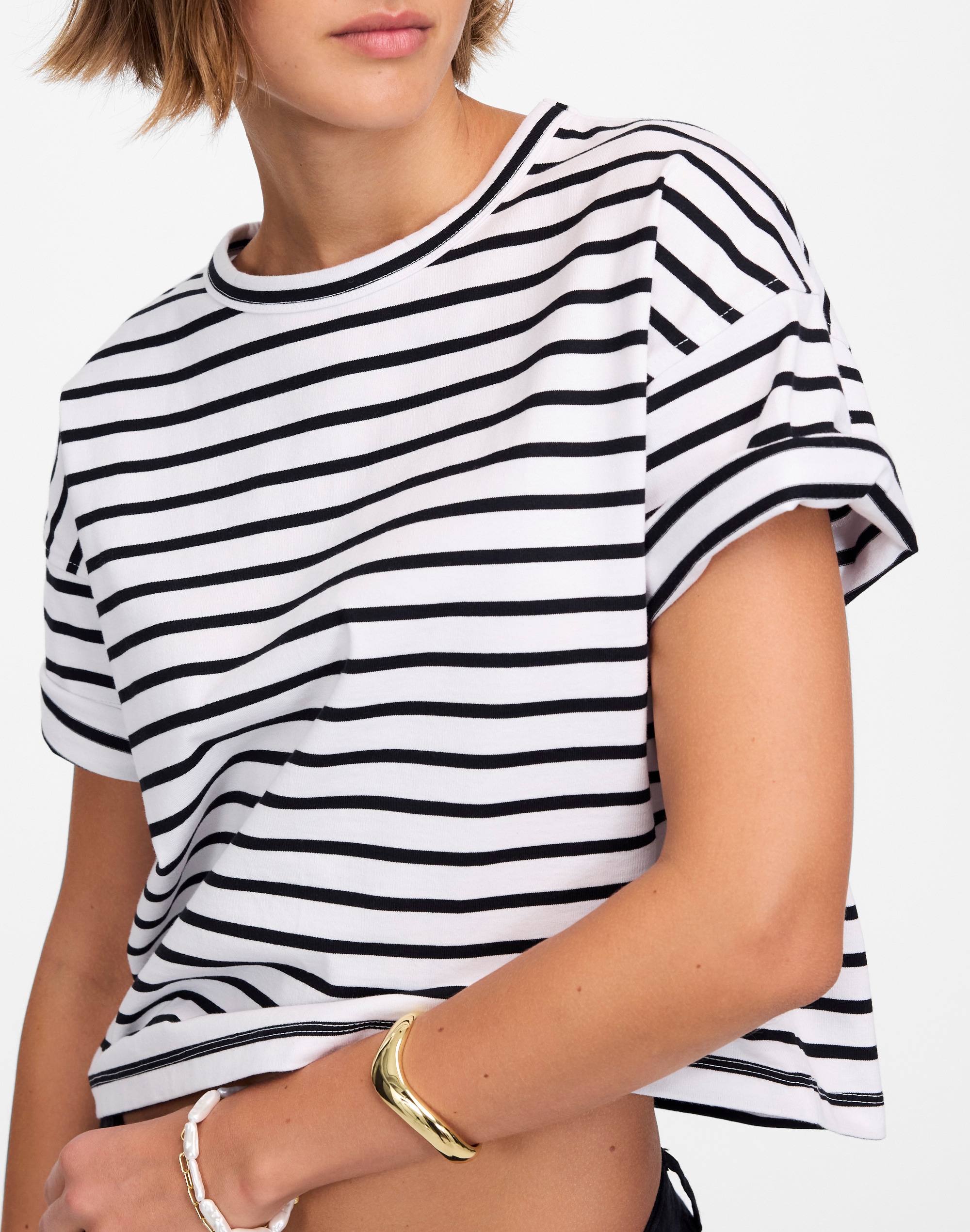 everyday boxy crop tee in stripe