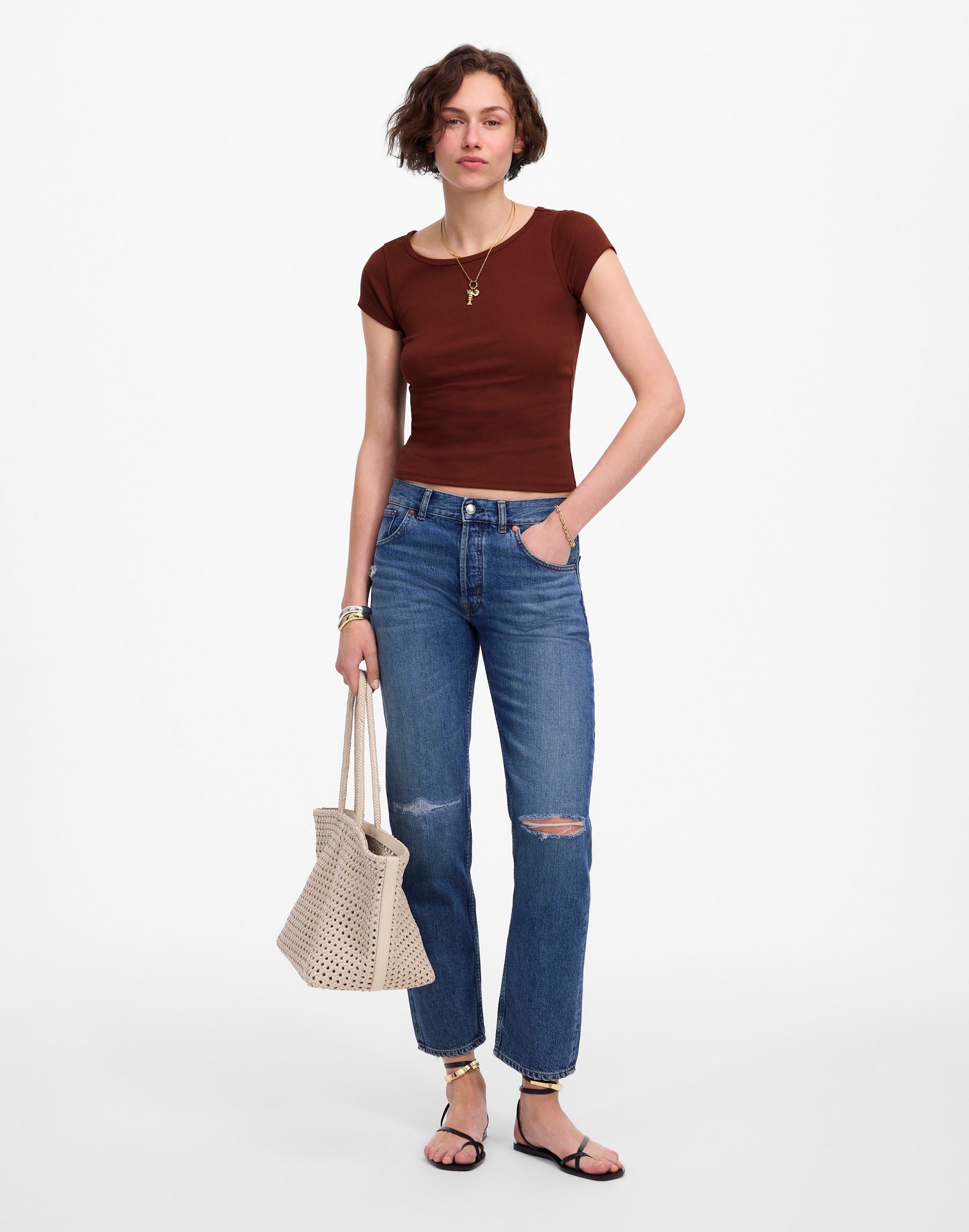 (Re)generative Cotton Ribbed Cap-Sleeve Tee