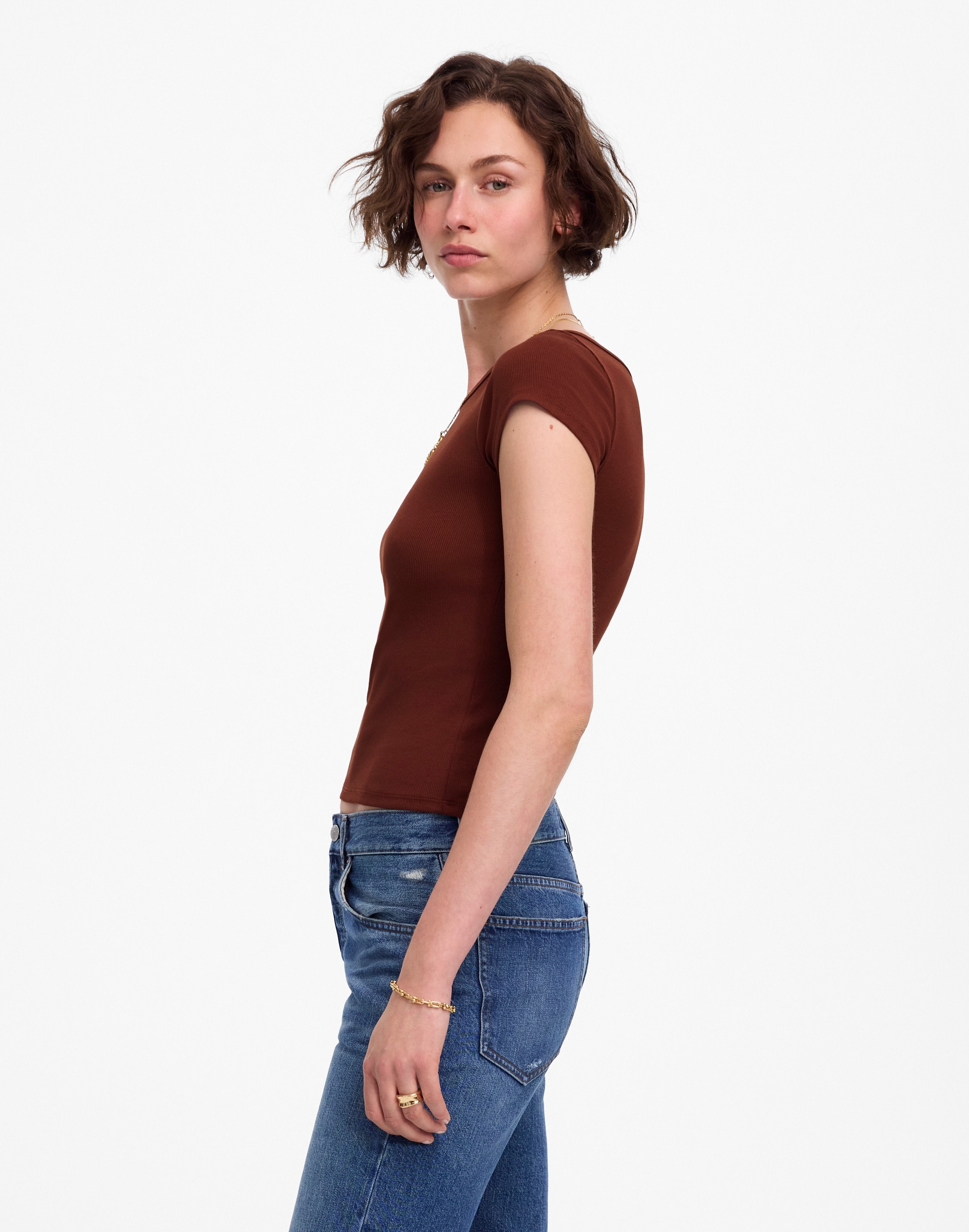 (Re)generative Cotton Ribbed Cap-Sleeve Tee