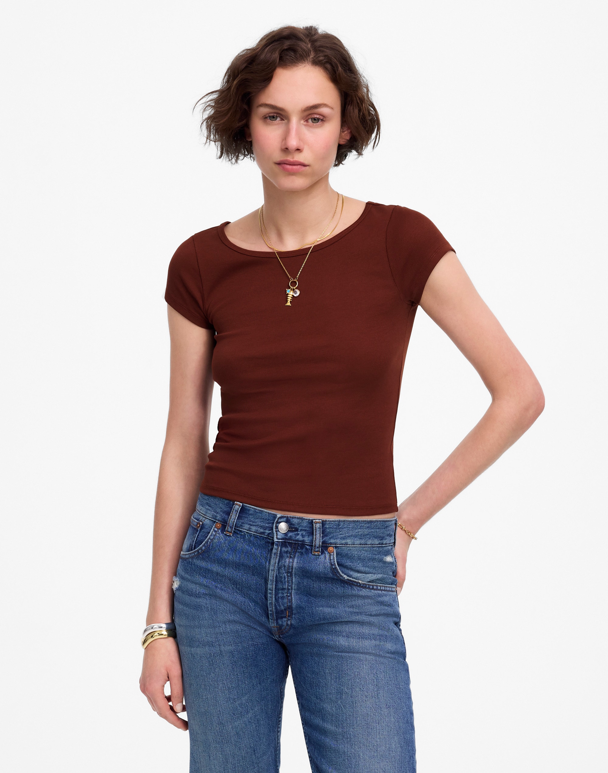 (Re)generative Cotton Ribbed Cap-Sleeve Tee