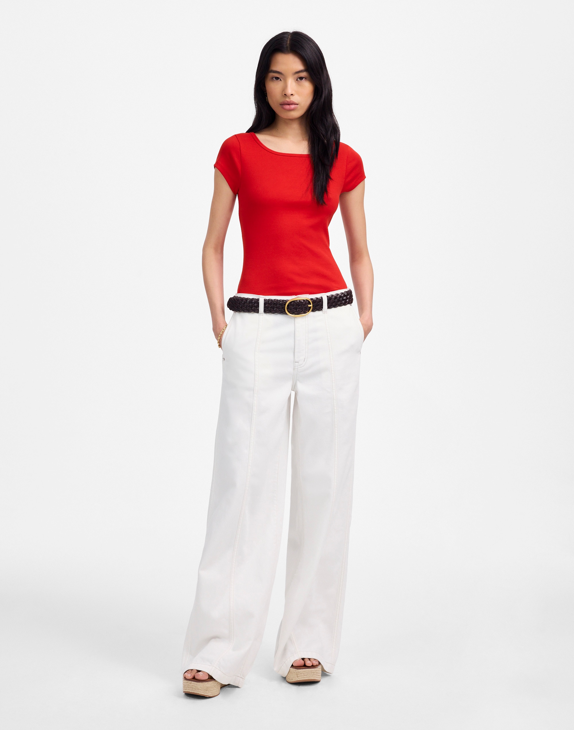 (Re)generative Cotton Ribbed Cap-Sleeve Tee