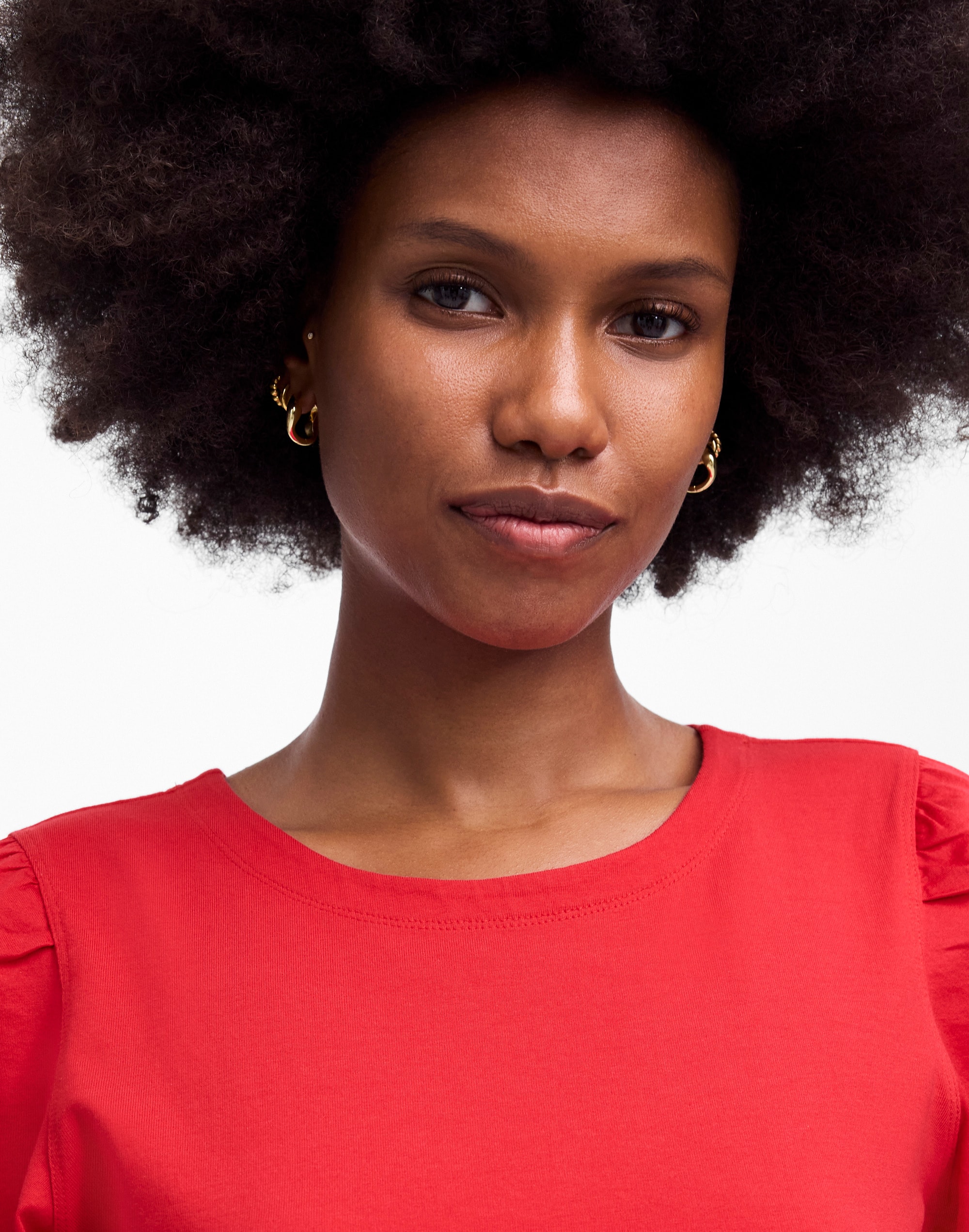 Side-Cinch Puff-Sleeve Tee