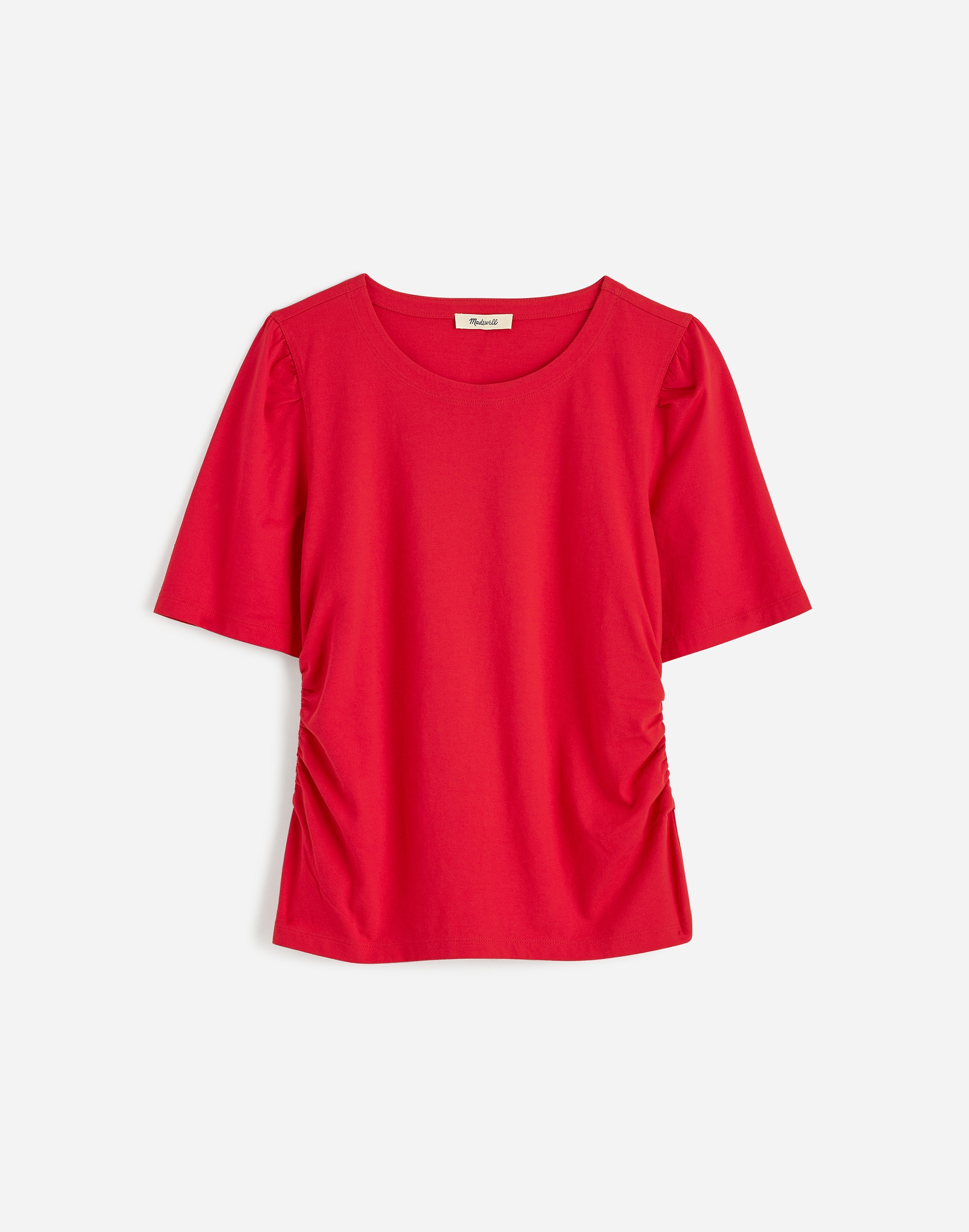 Side-Cinch Puff-Sleeve Tee