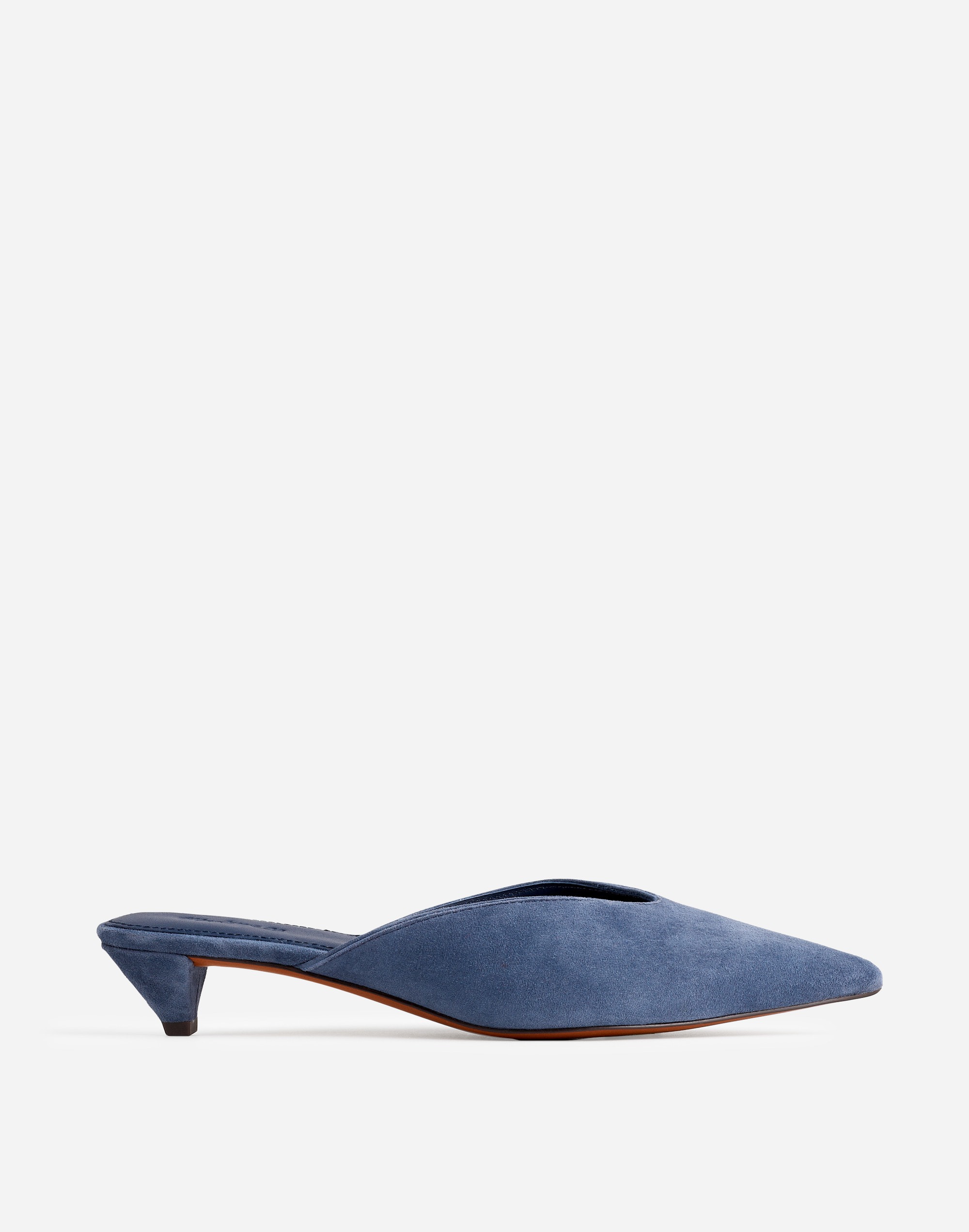 The Simone Kitten-Heel Mules in Suede
