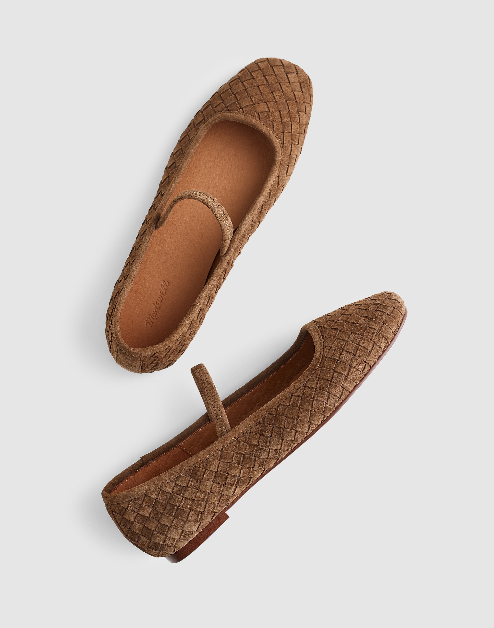 the greta ballet flat in woven suede