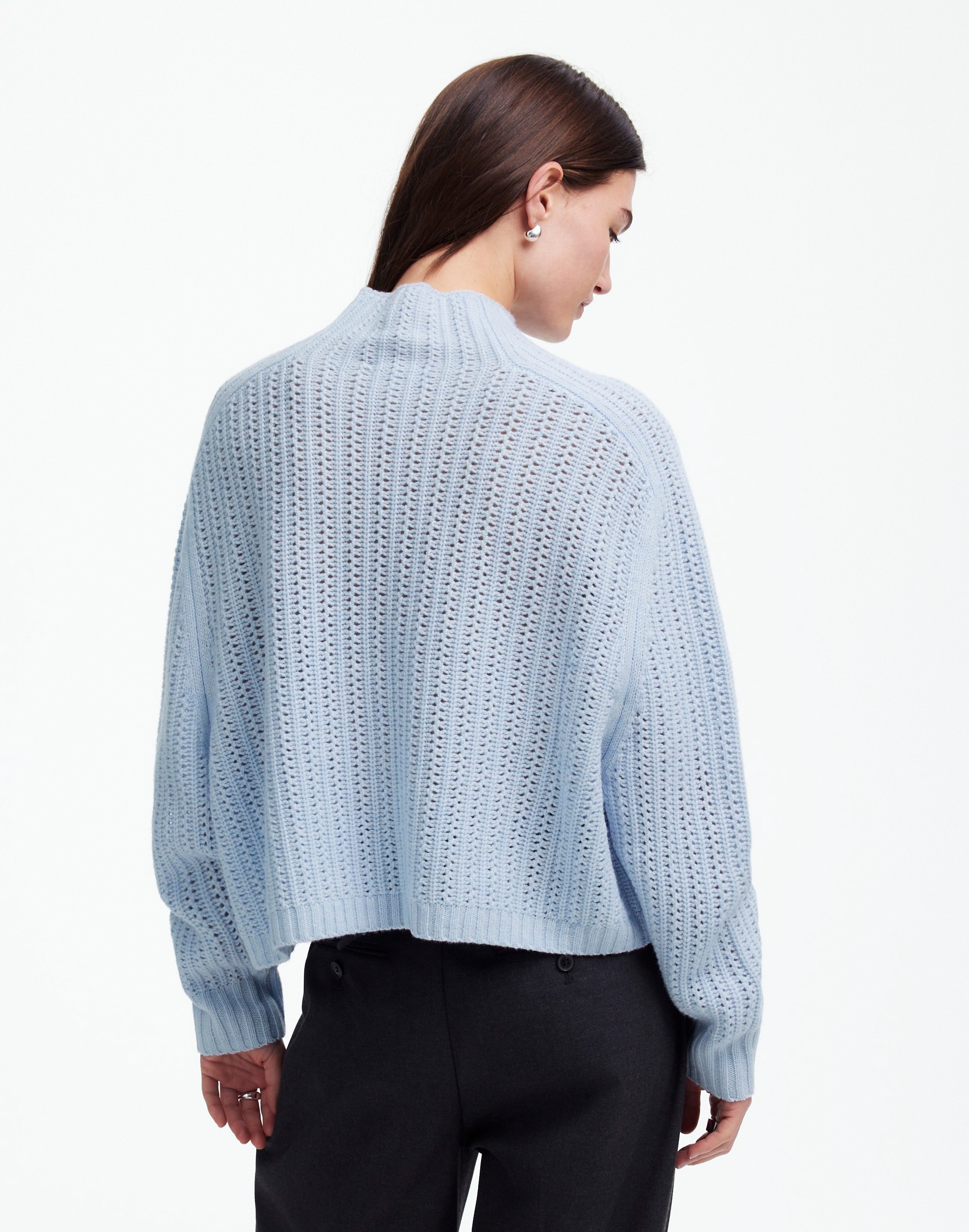 Pointelle-Stitch Mockneck Sweater
