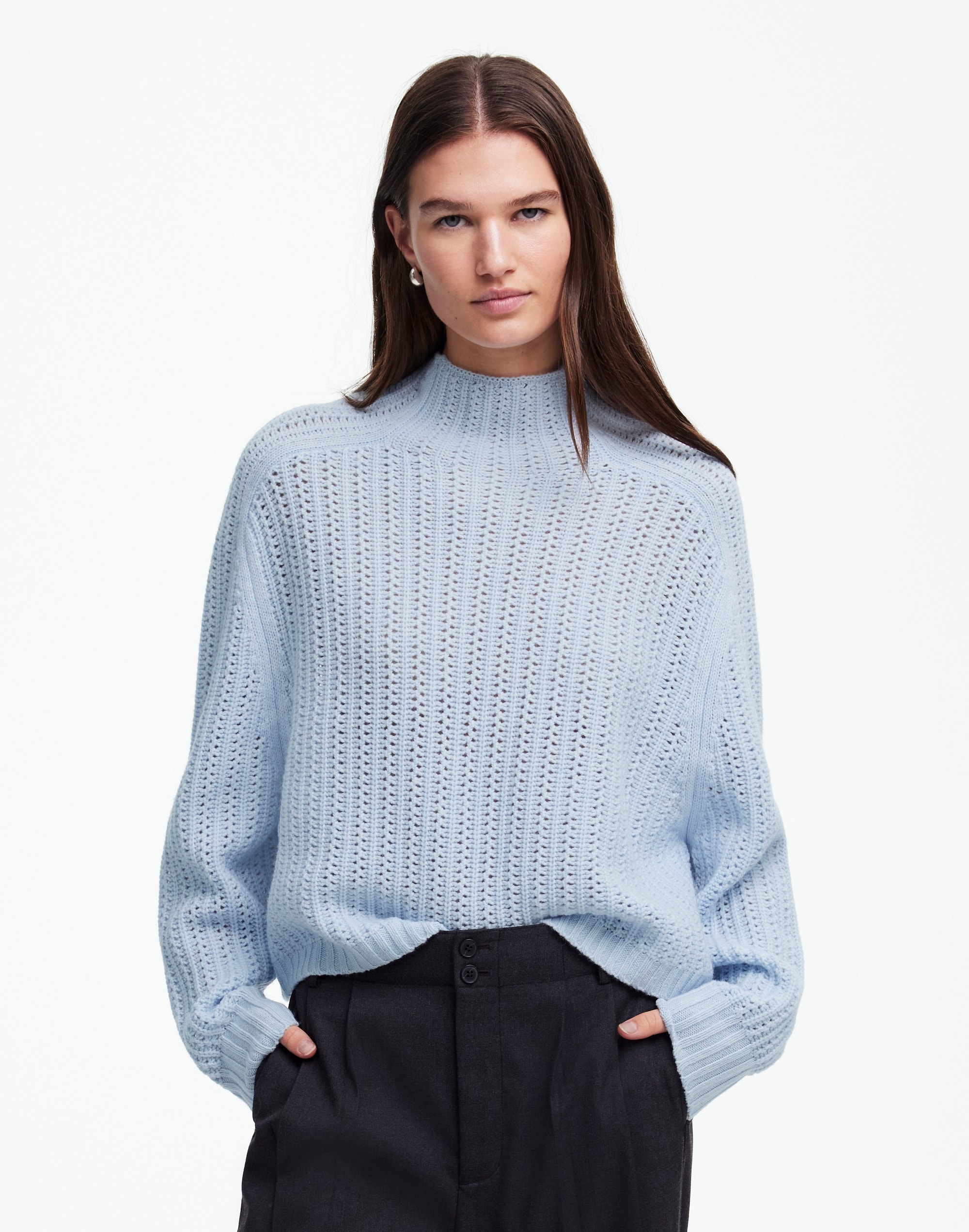 Pointelle-Stitch Mockneck Sweater | Madewell