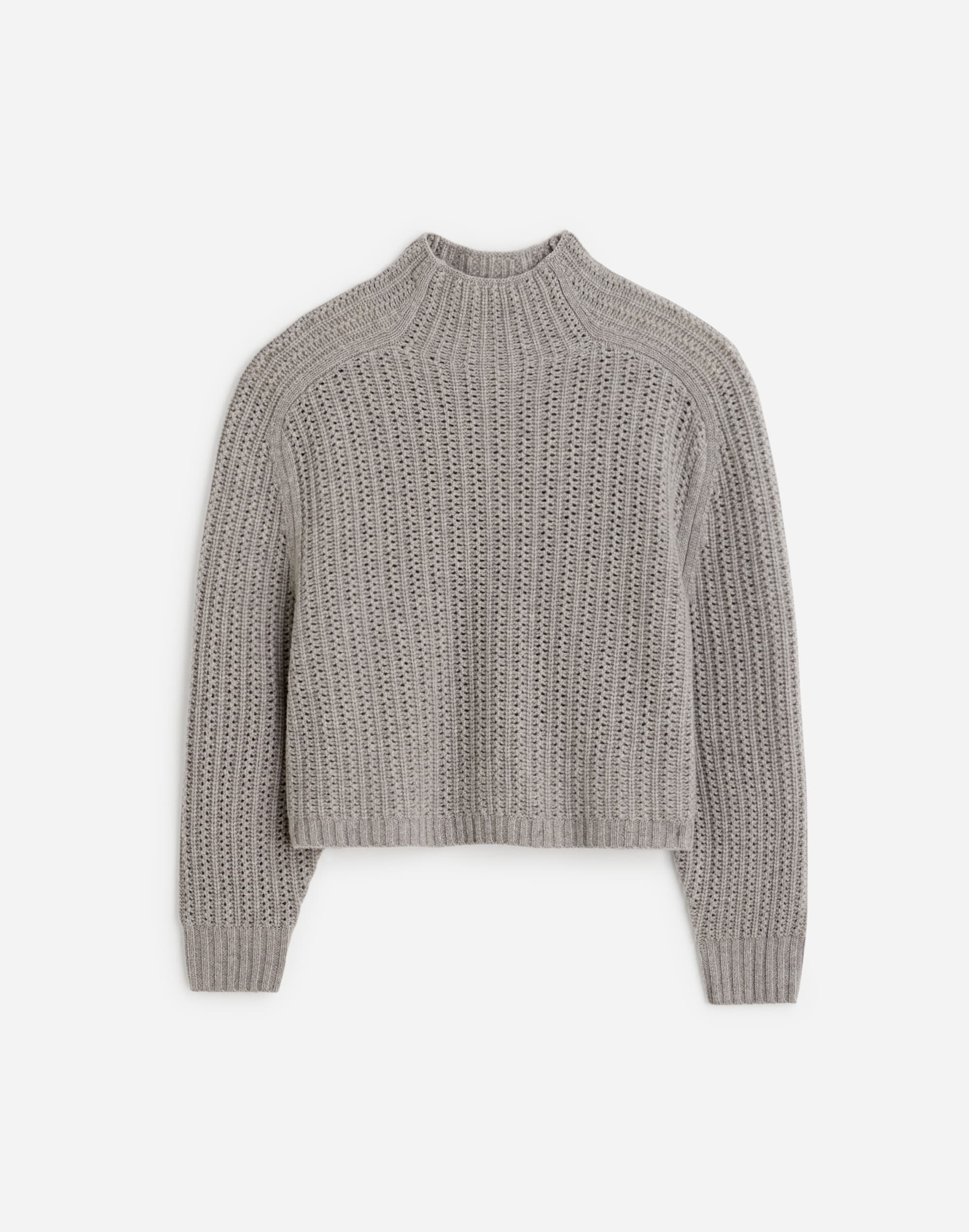 pointelle-stitch mockneck sweater