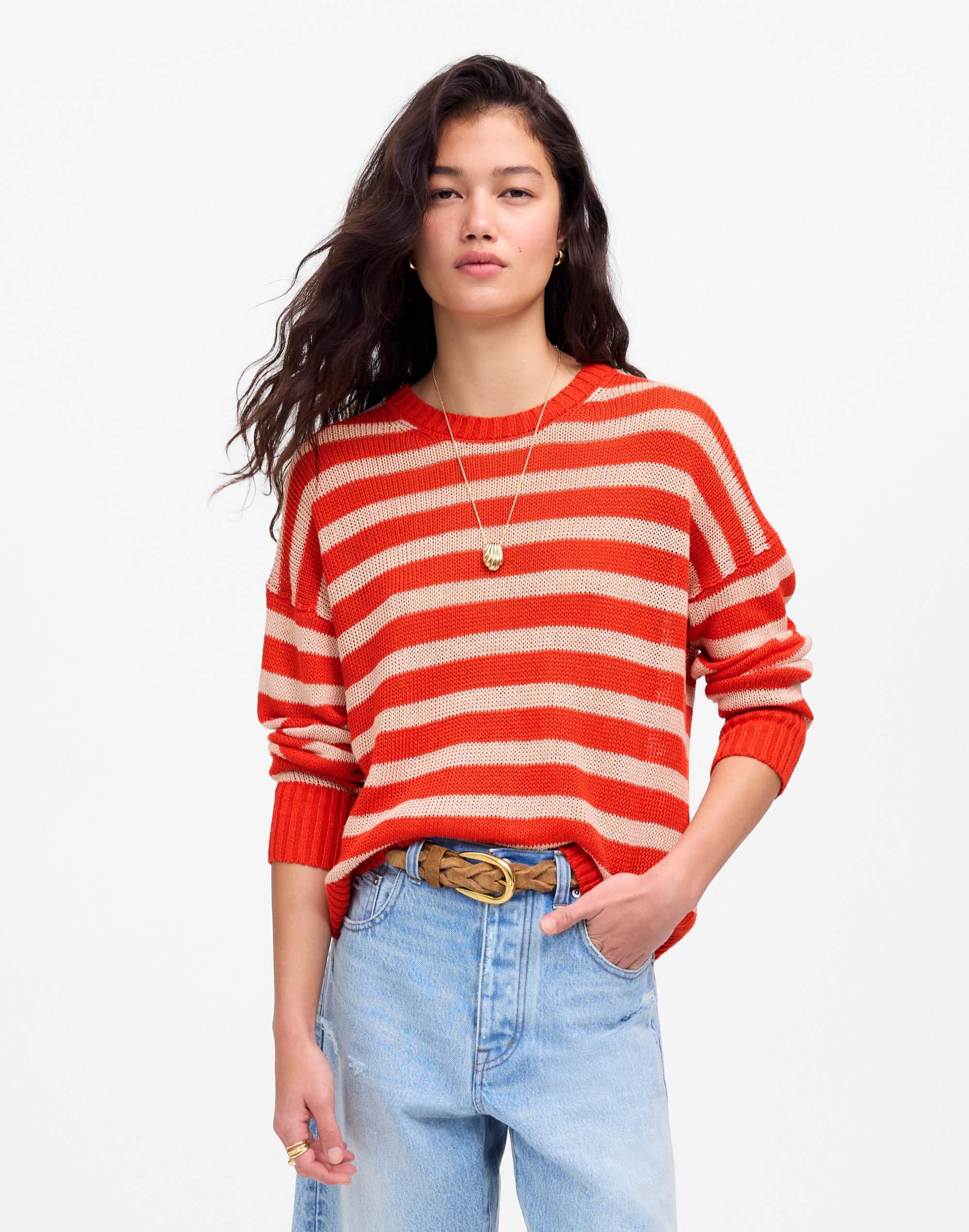 linen drop-shoulder sweater