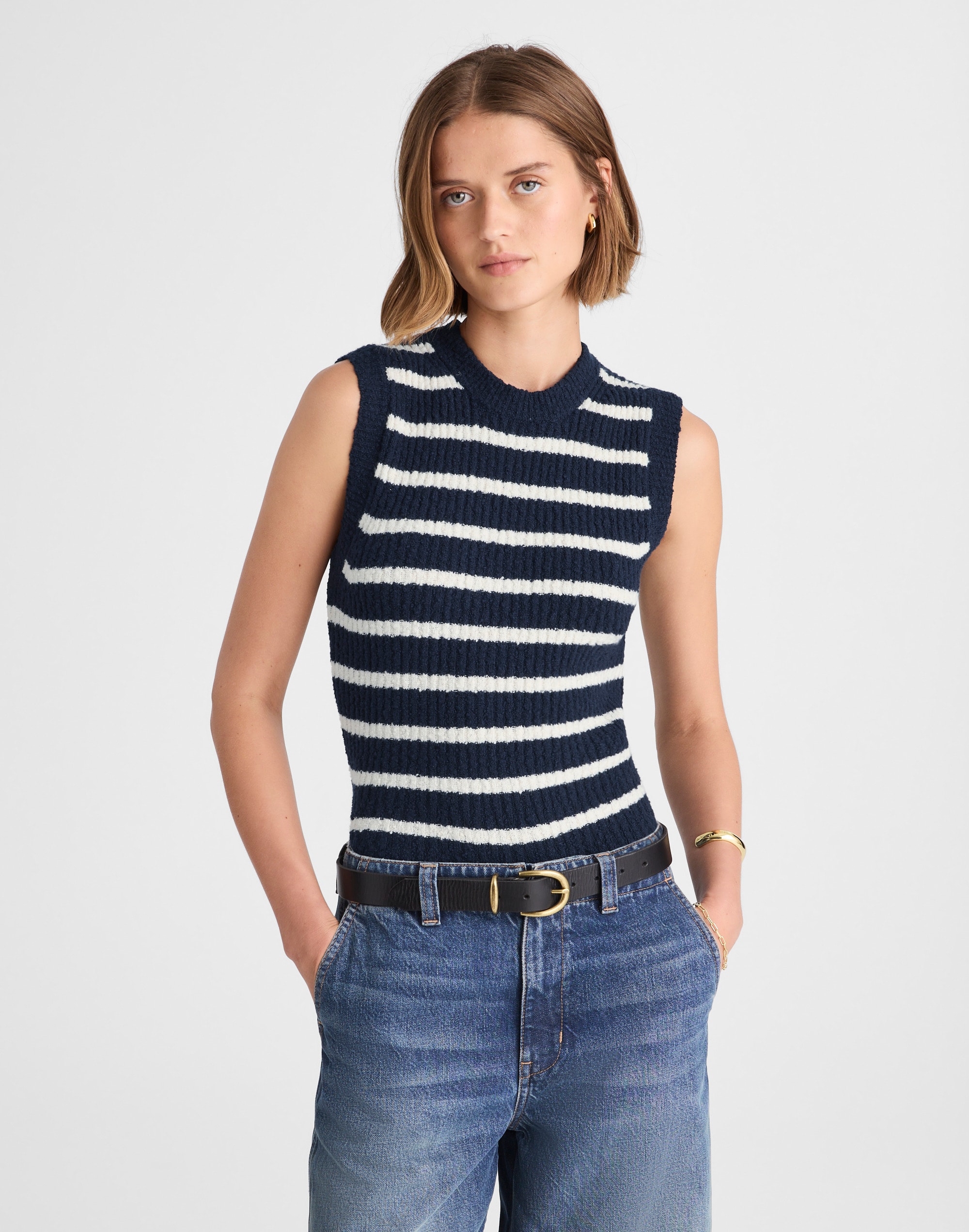 Boucl&eacute;-Knit Sweater Tank