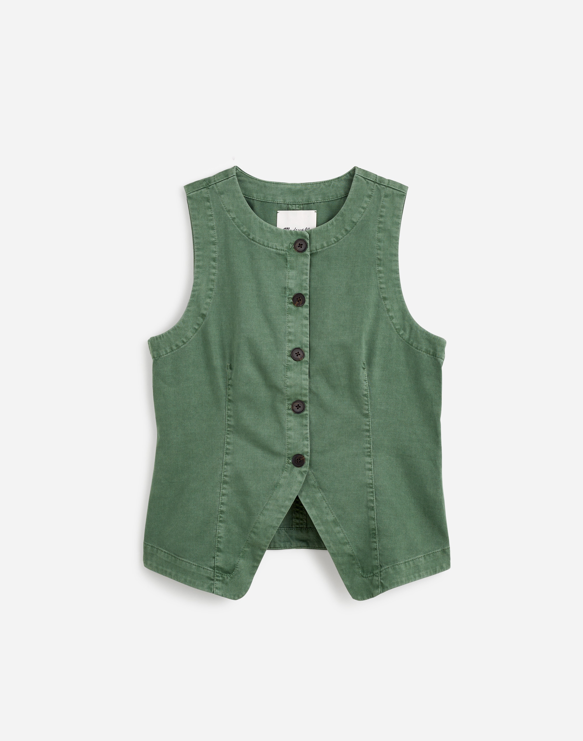 Twill Crewneck Vest in Garment Dye