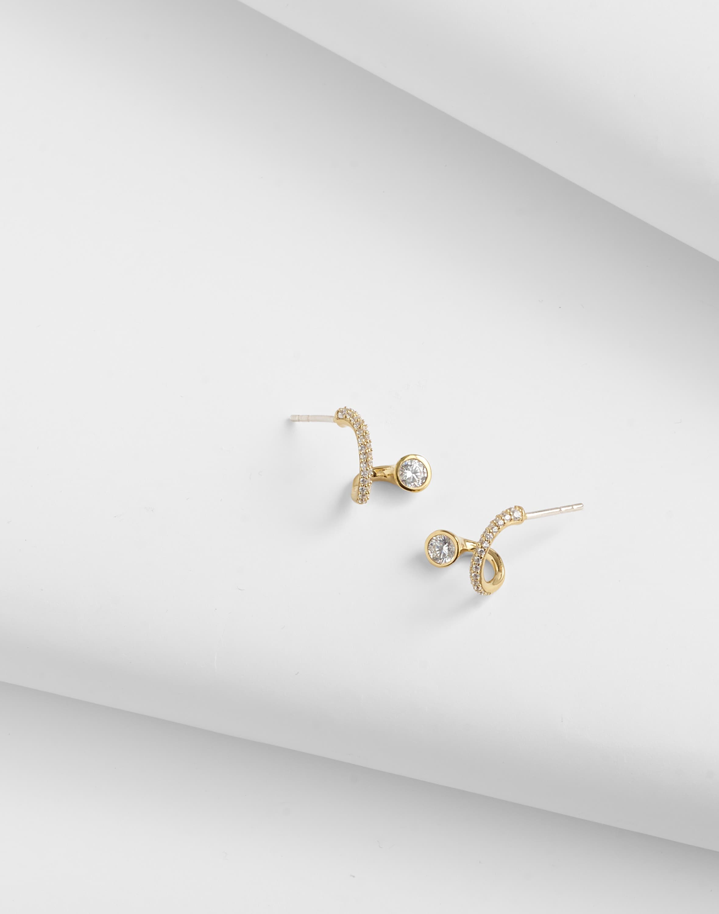 Demi-Fine Floating Crystal Huggie Hoop Earrings