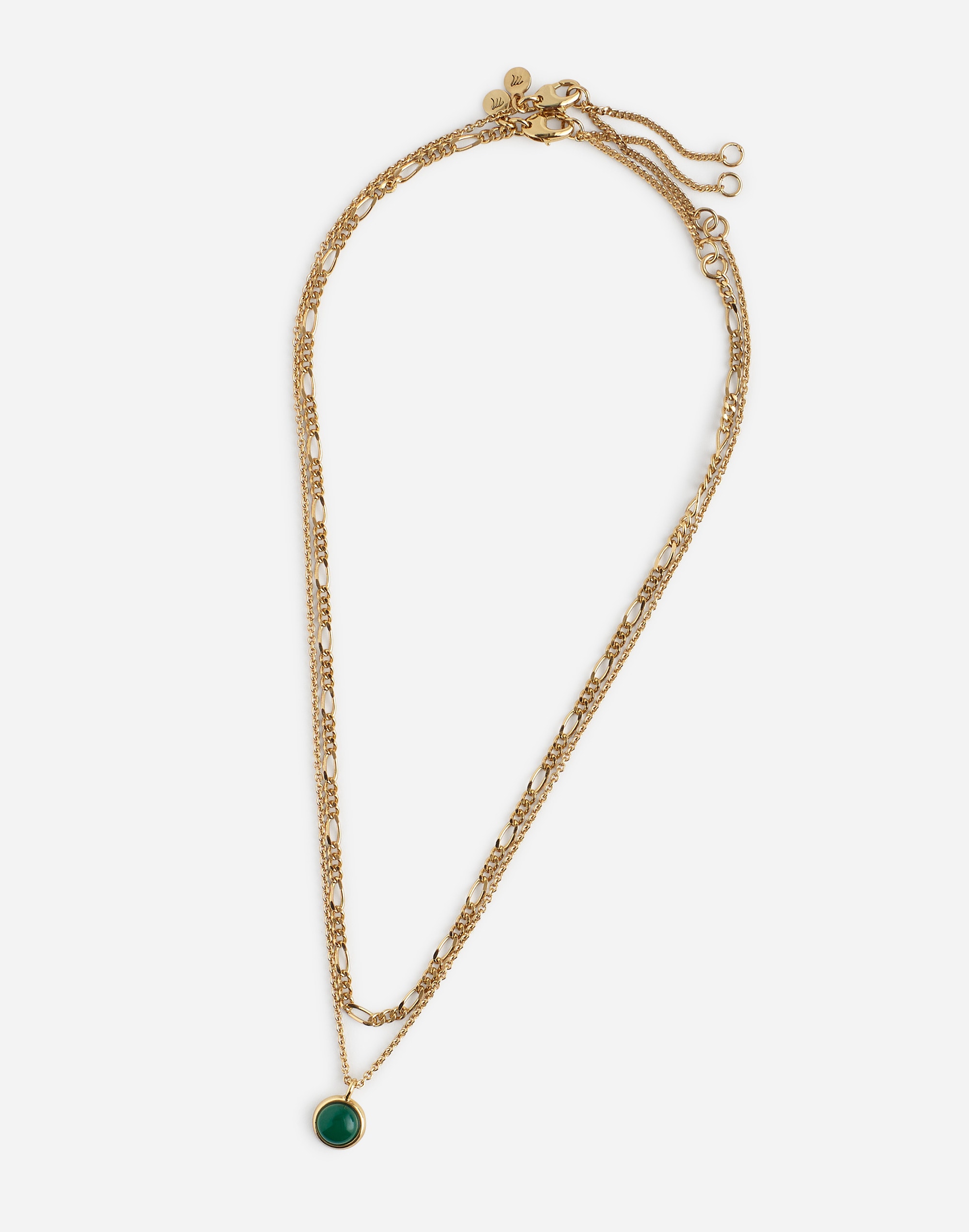 Semiprecious Two-Pack Figaro Pendant Necklace Set