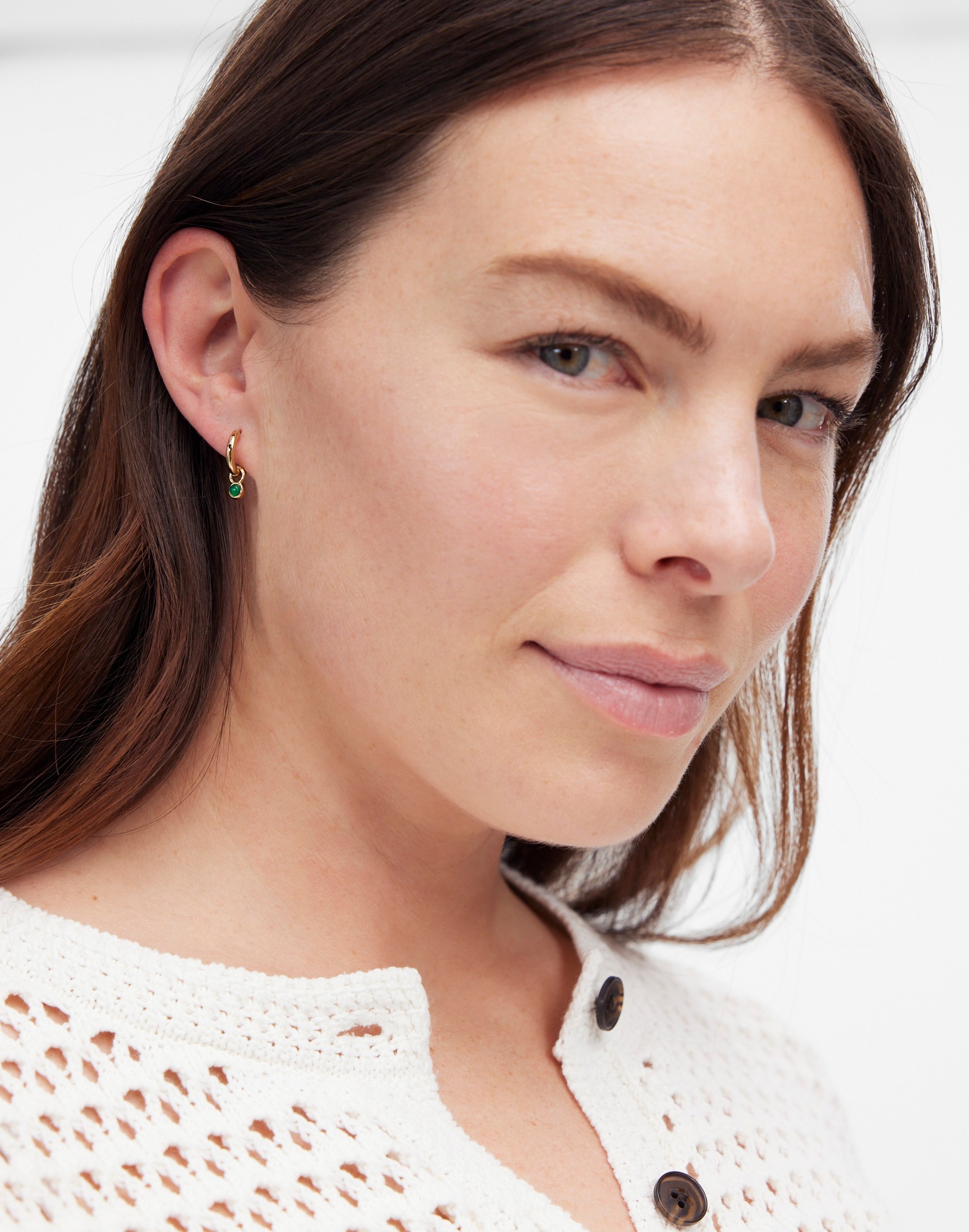 Semiprecious Drop Huggie Hoop Earrings