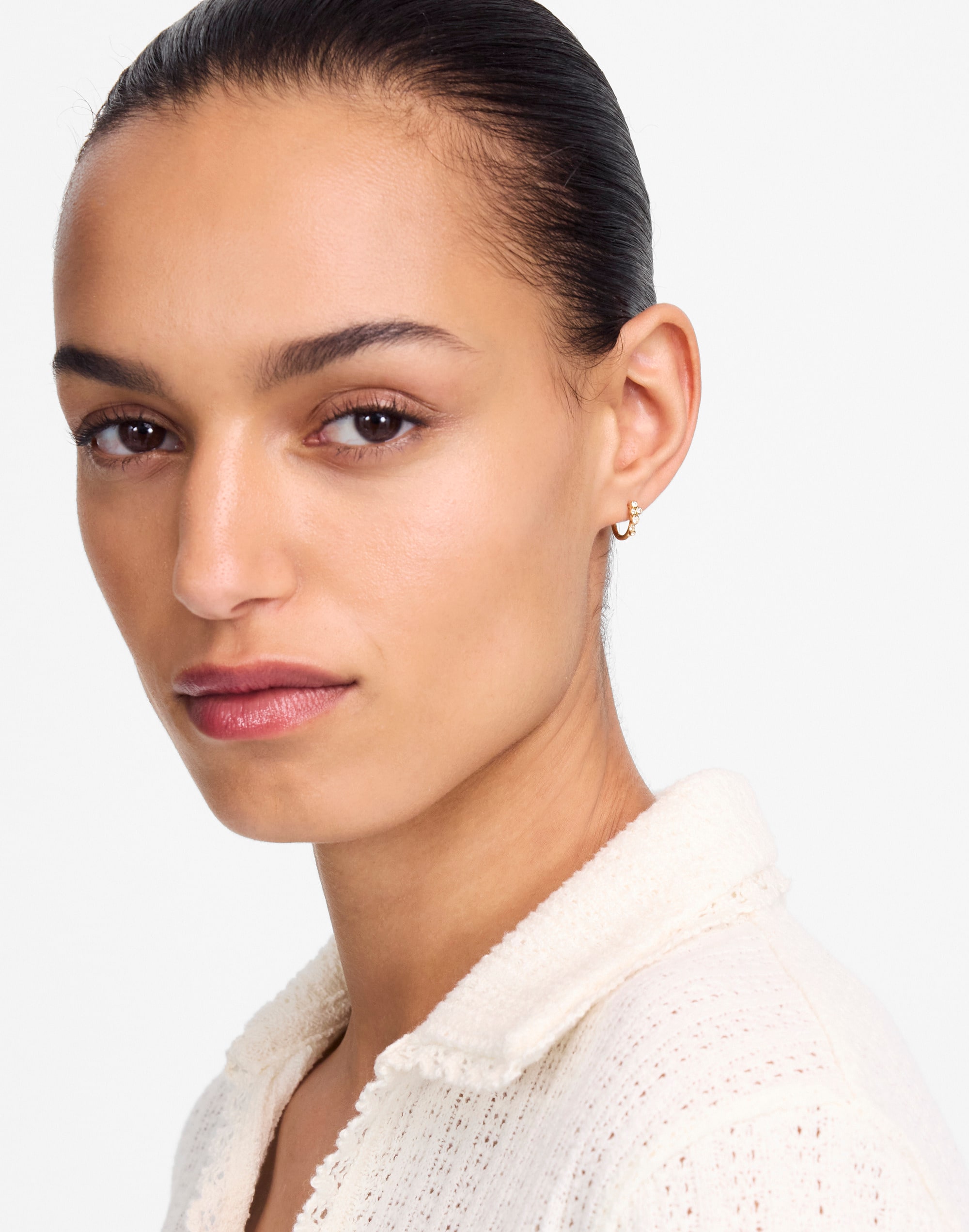 Demi-Fine Bubble Crystal Huggie Hoop Earrings