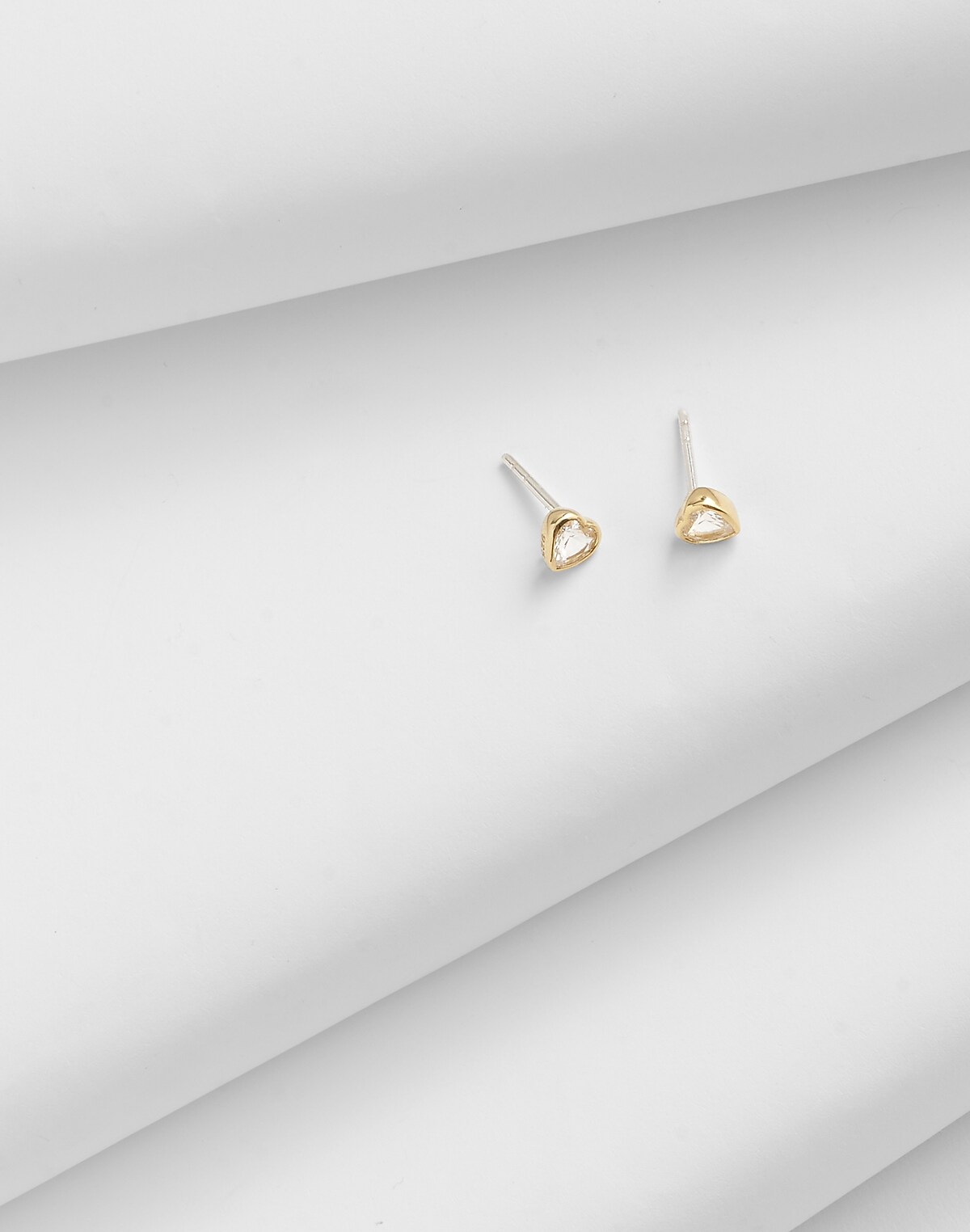 Demi-Fine Heart Crystal Stud Earrings