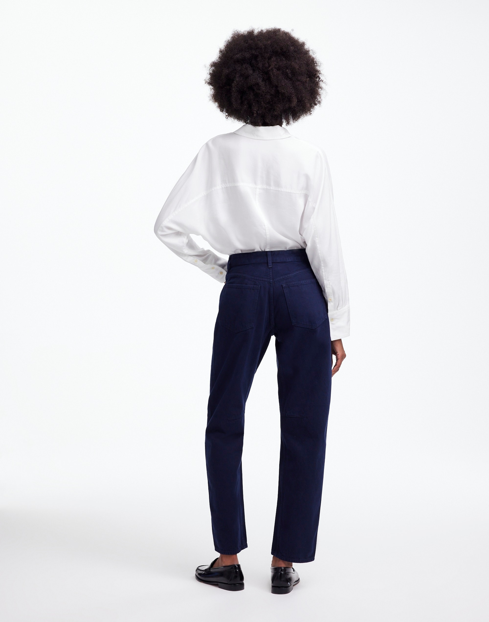 The Darted Barrel-Leg Jean in Garment-Dyed Denim
