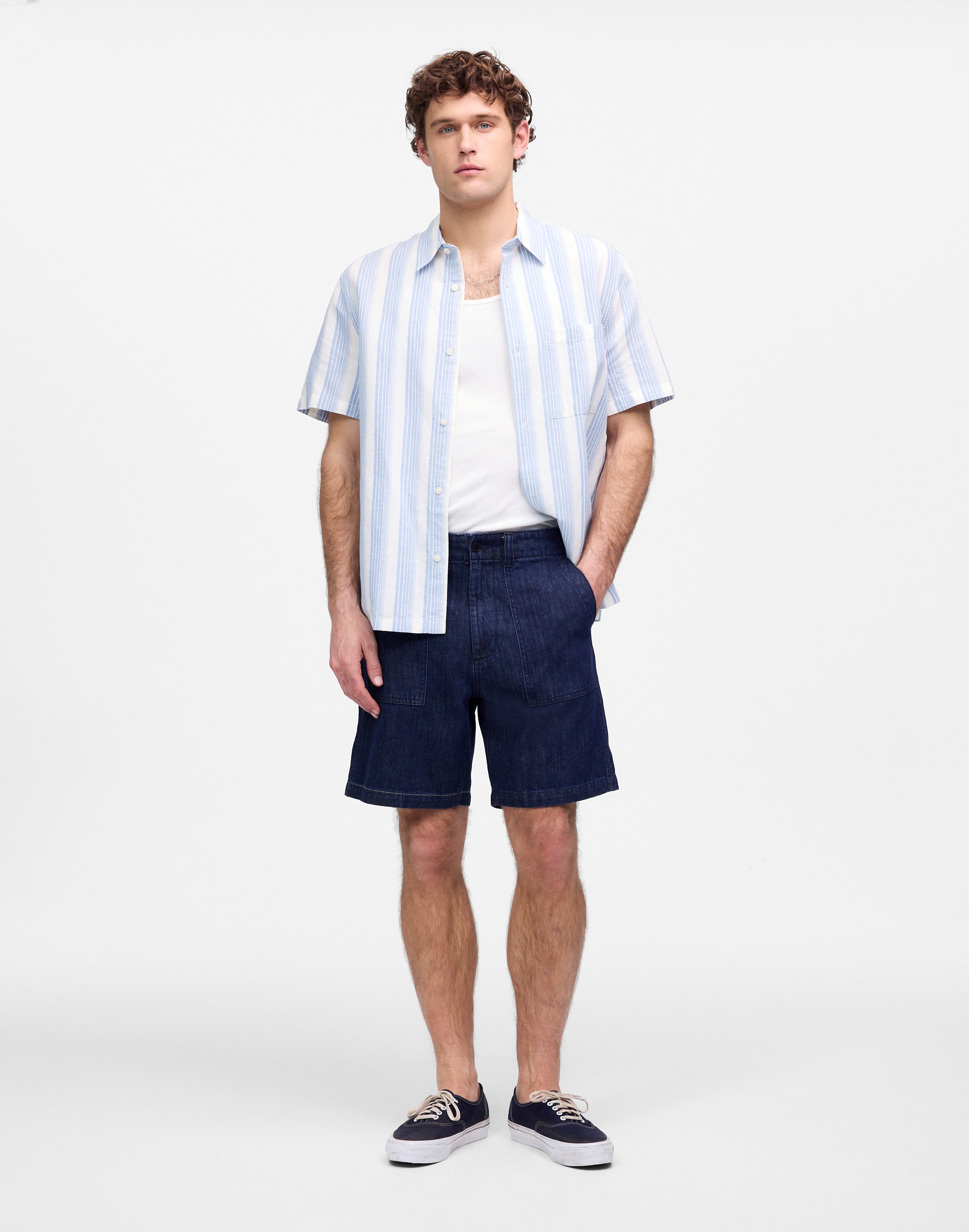 Patch Pocket Shorts in Summer Denim