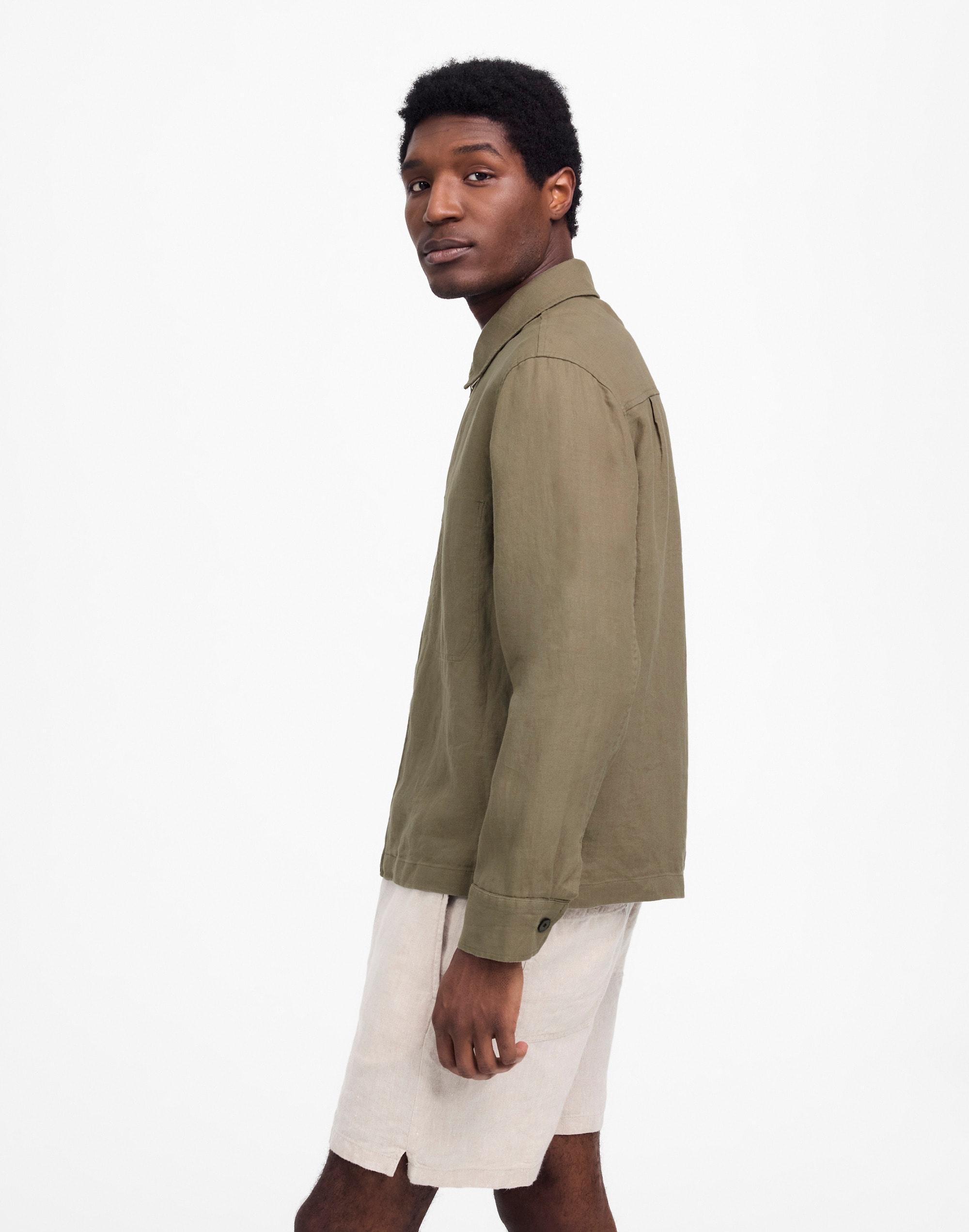 Linen Zip-Front Shirt Jacket