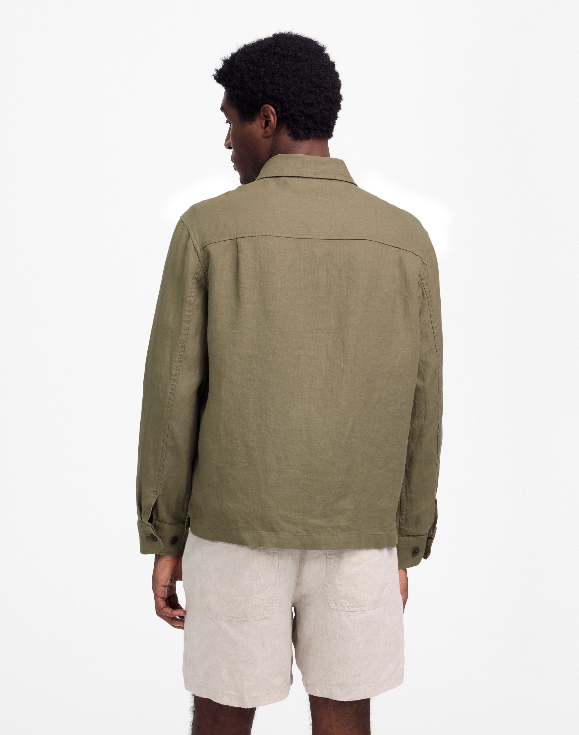 Linen Zip-Front Shirt Jacket