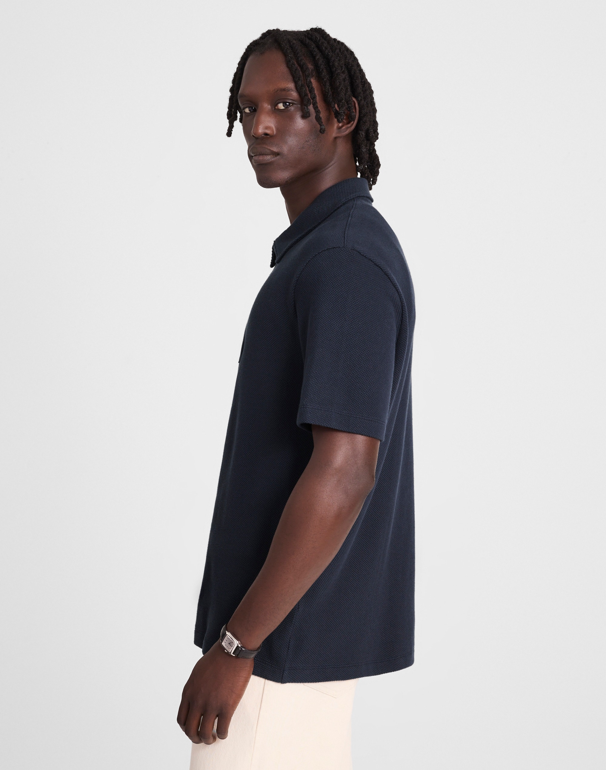 Quarter-Zip Pique Polo Shirt