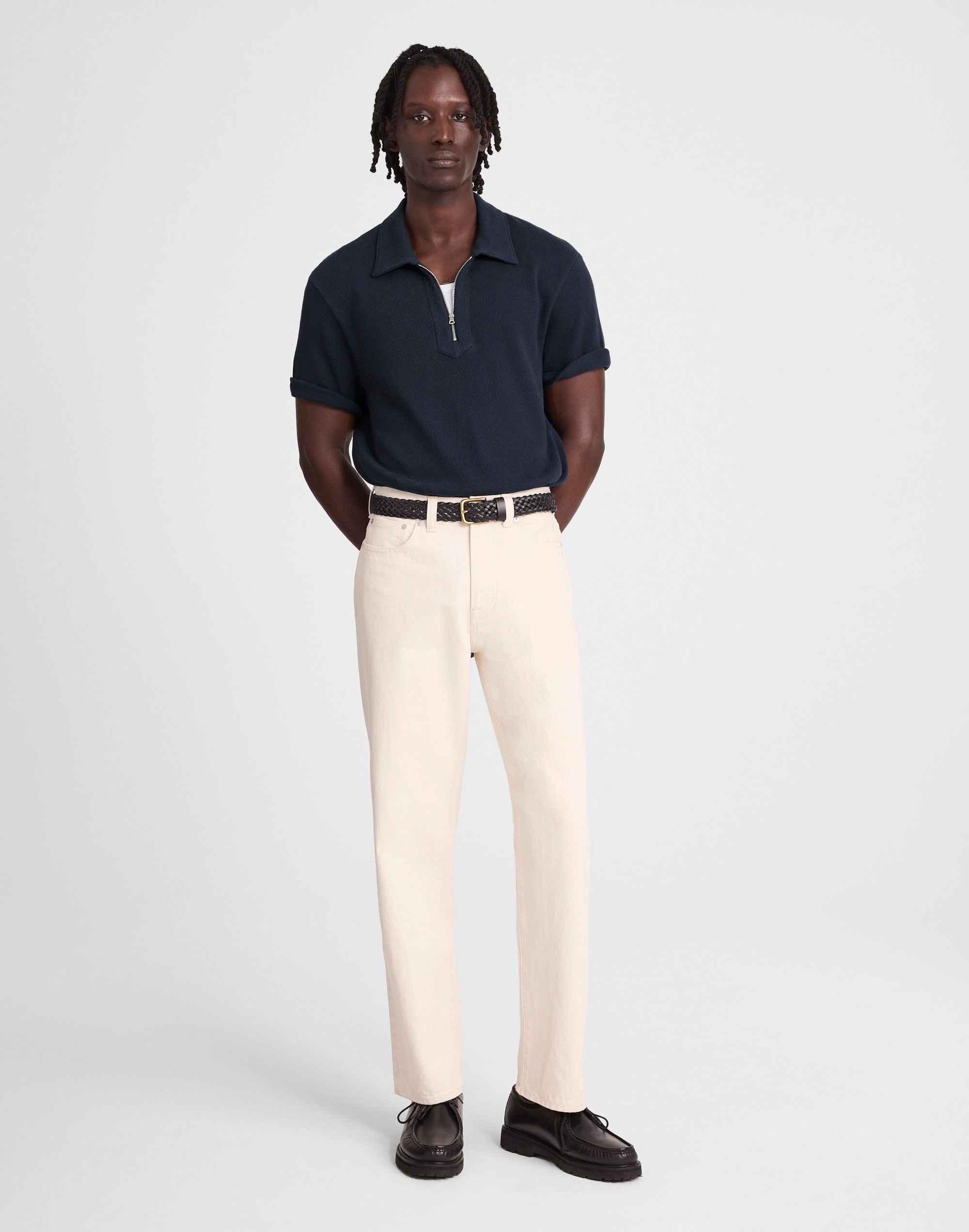 Quarter-Zip Pique Polo Shirt