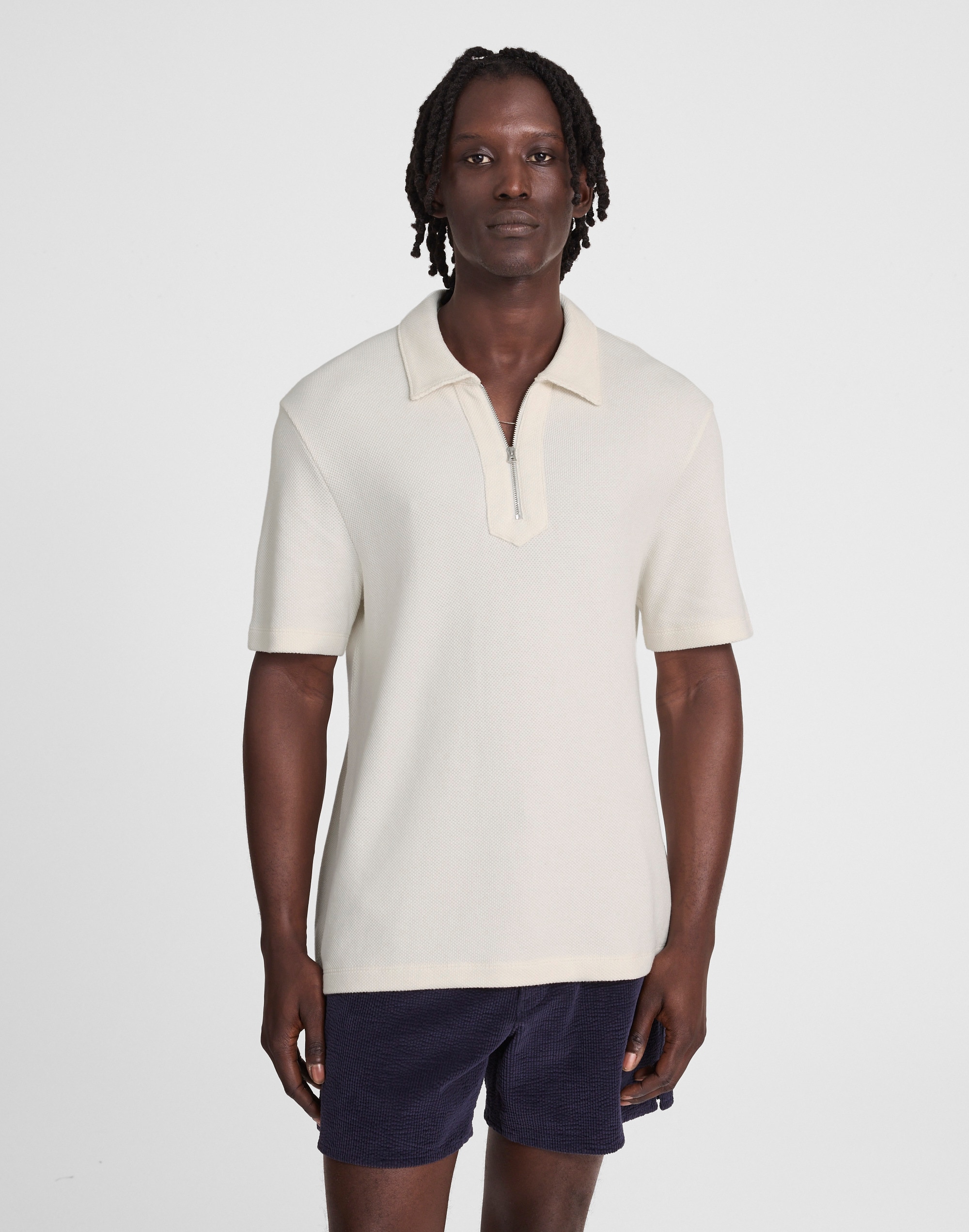 Quarter-Zip Pique Polo Shirt