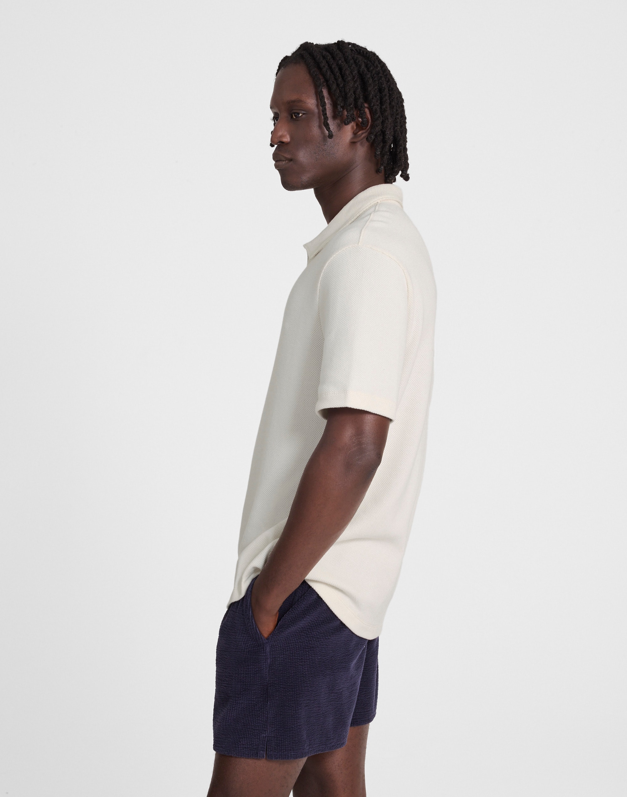 Quarter-Zip Pique Polo Shirt