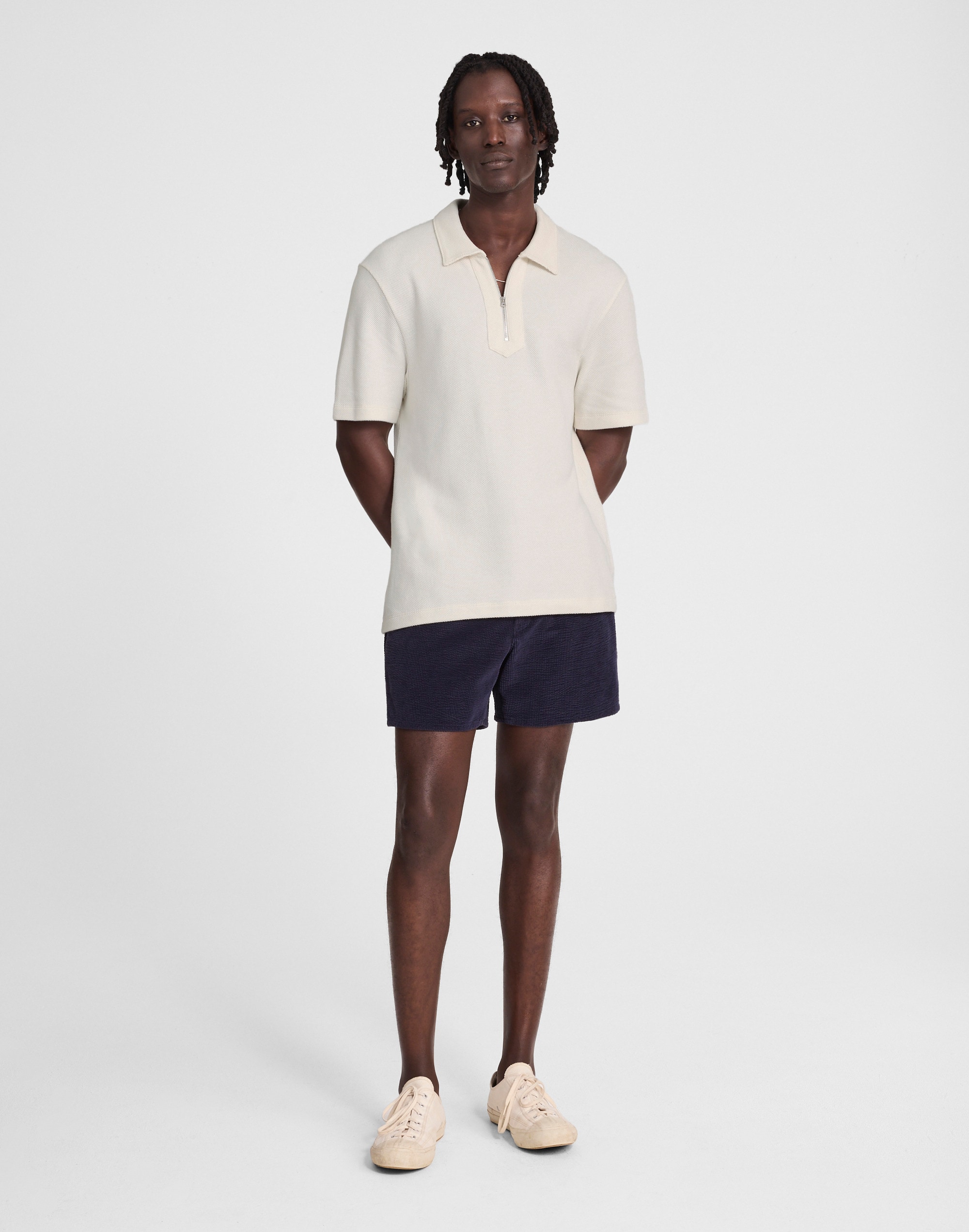 Quarter-Zip Pique Polo Shirt