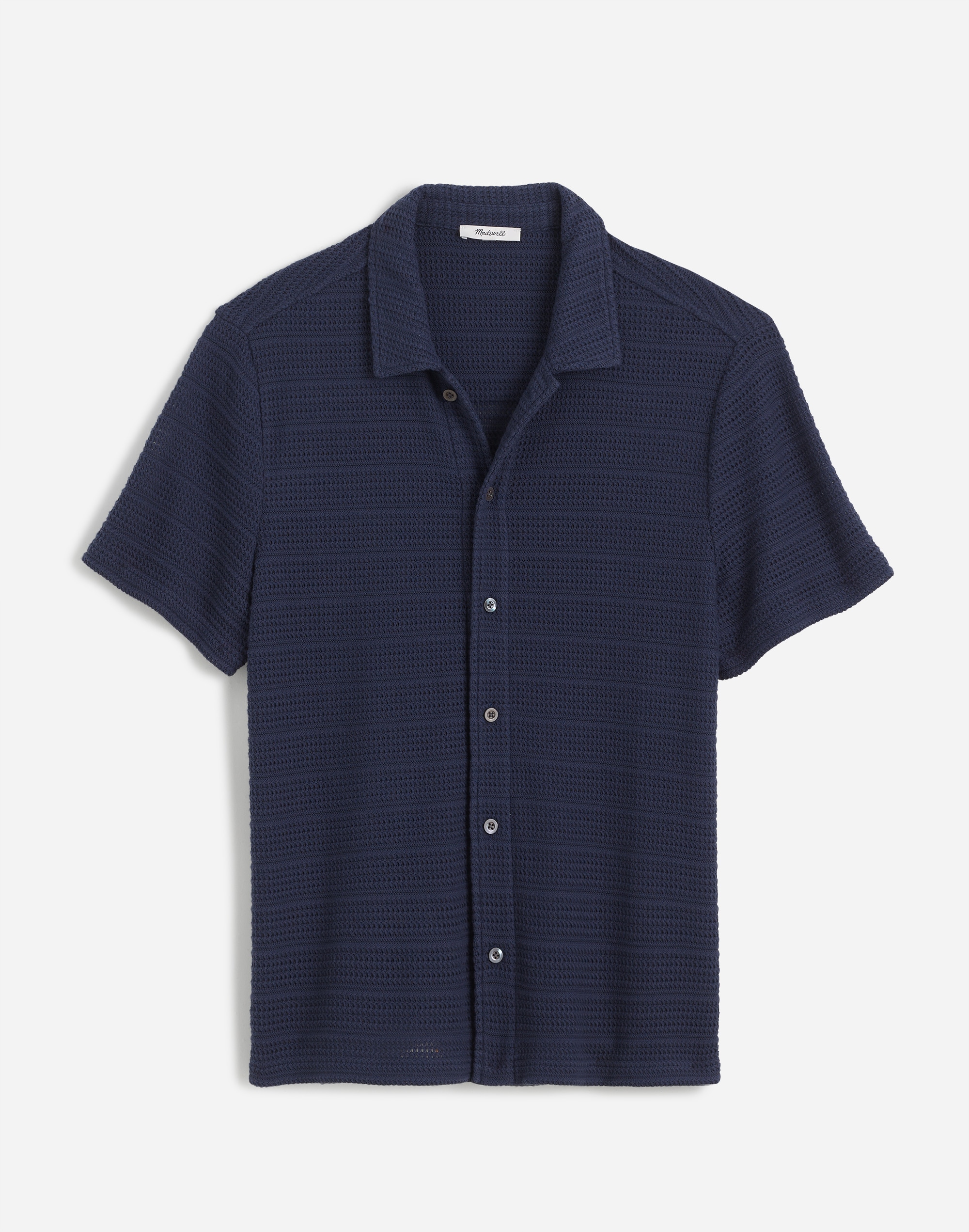 Jacquard-Knit Short-Sleeve Button-Up Shirt