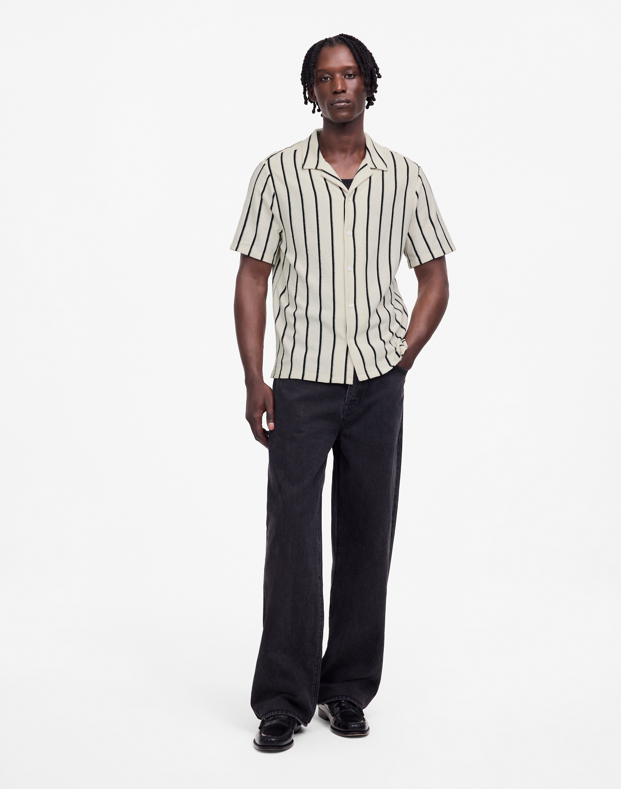 The Textured Knit Camp-Collar Shirt