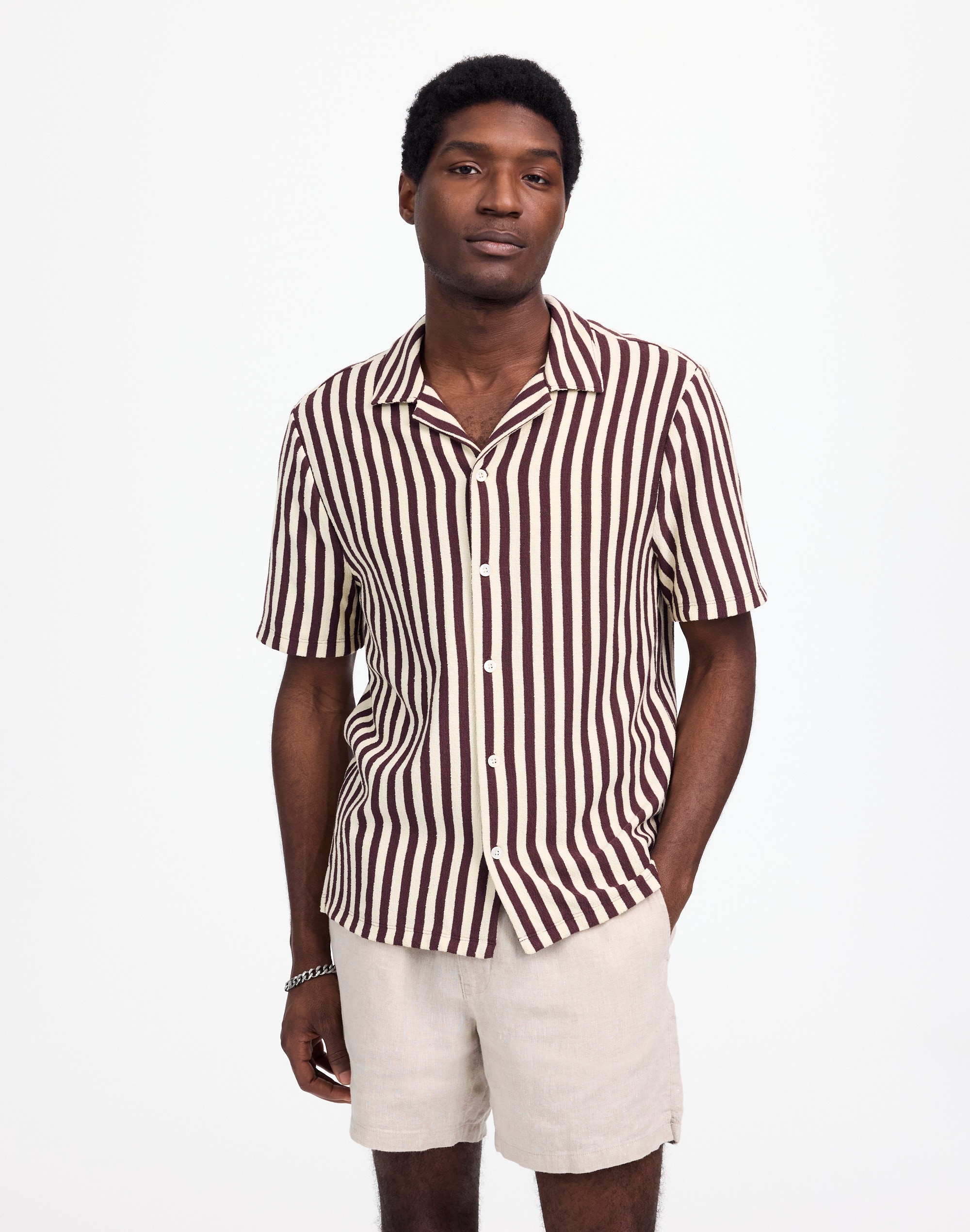 The Textured Knit Camp-Collar Shirt