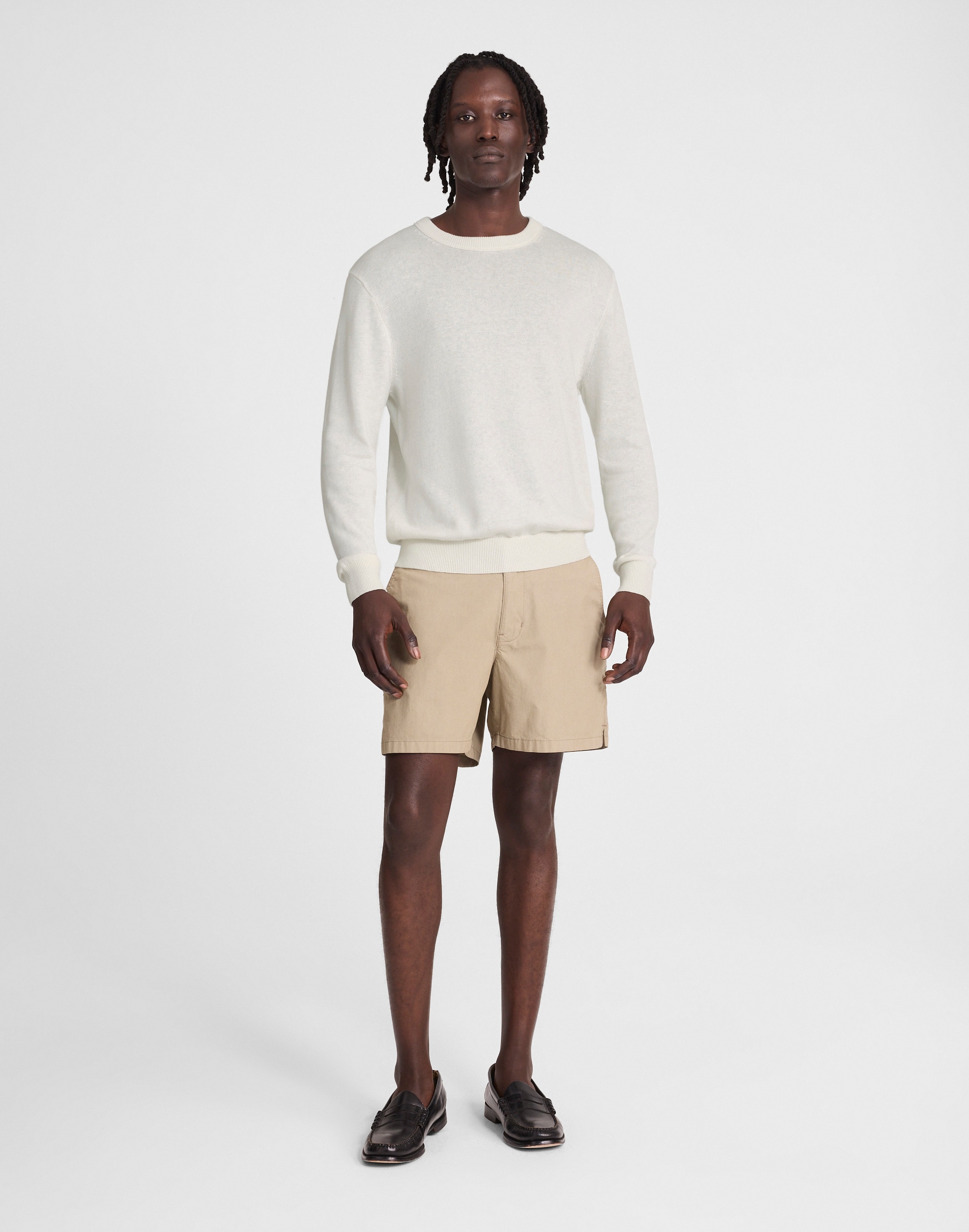Crewneck Sweater in Lightweight Cotton-Linen Blend