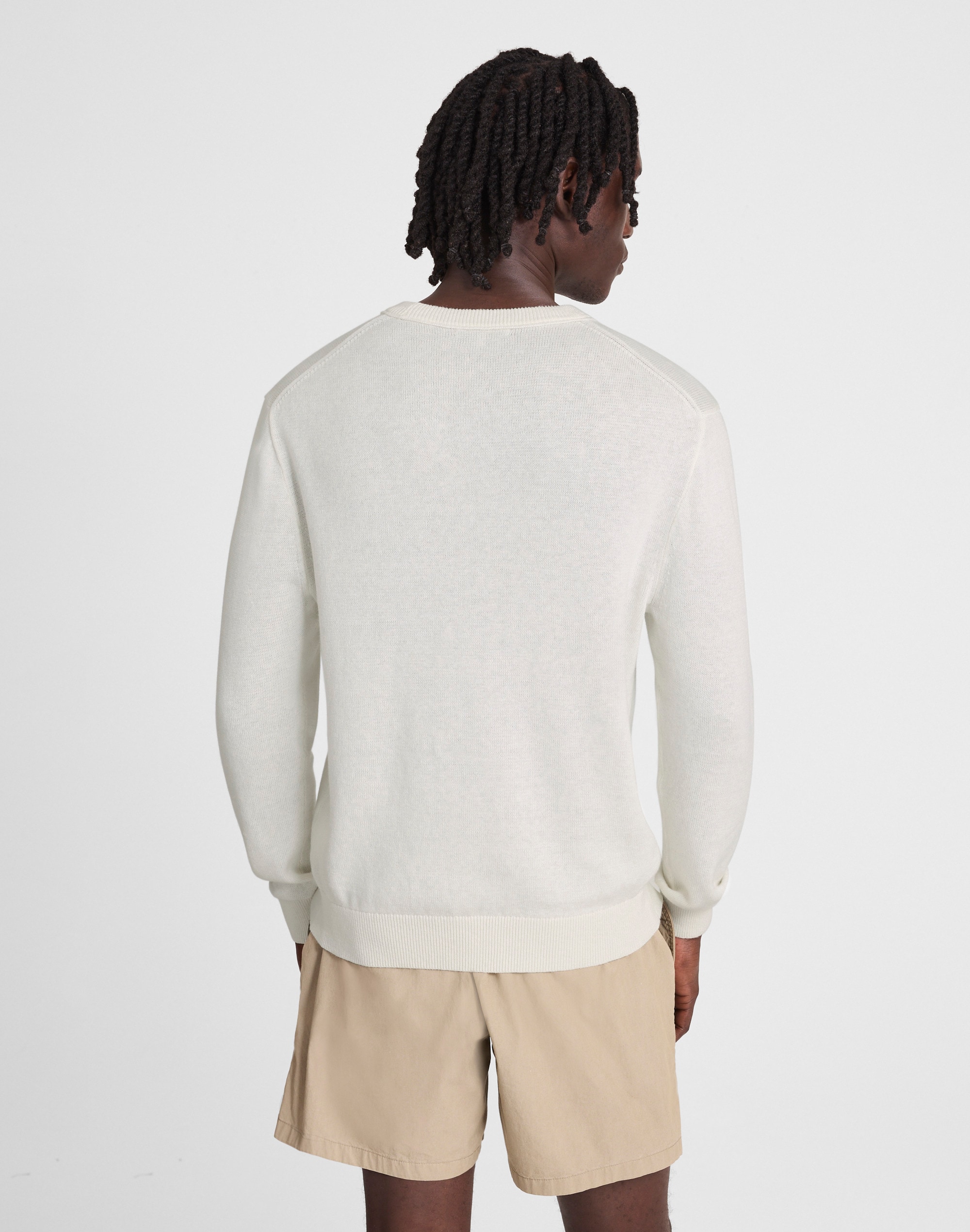 Crewneck Sweater in Lightweight Cotton-Linen Blend