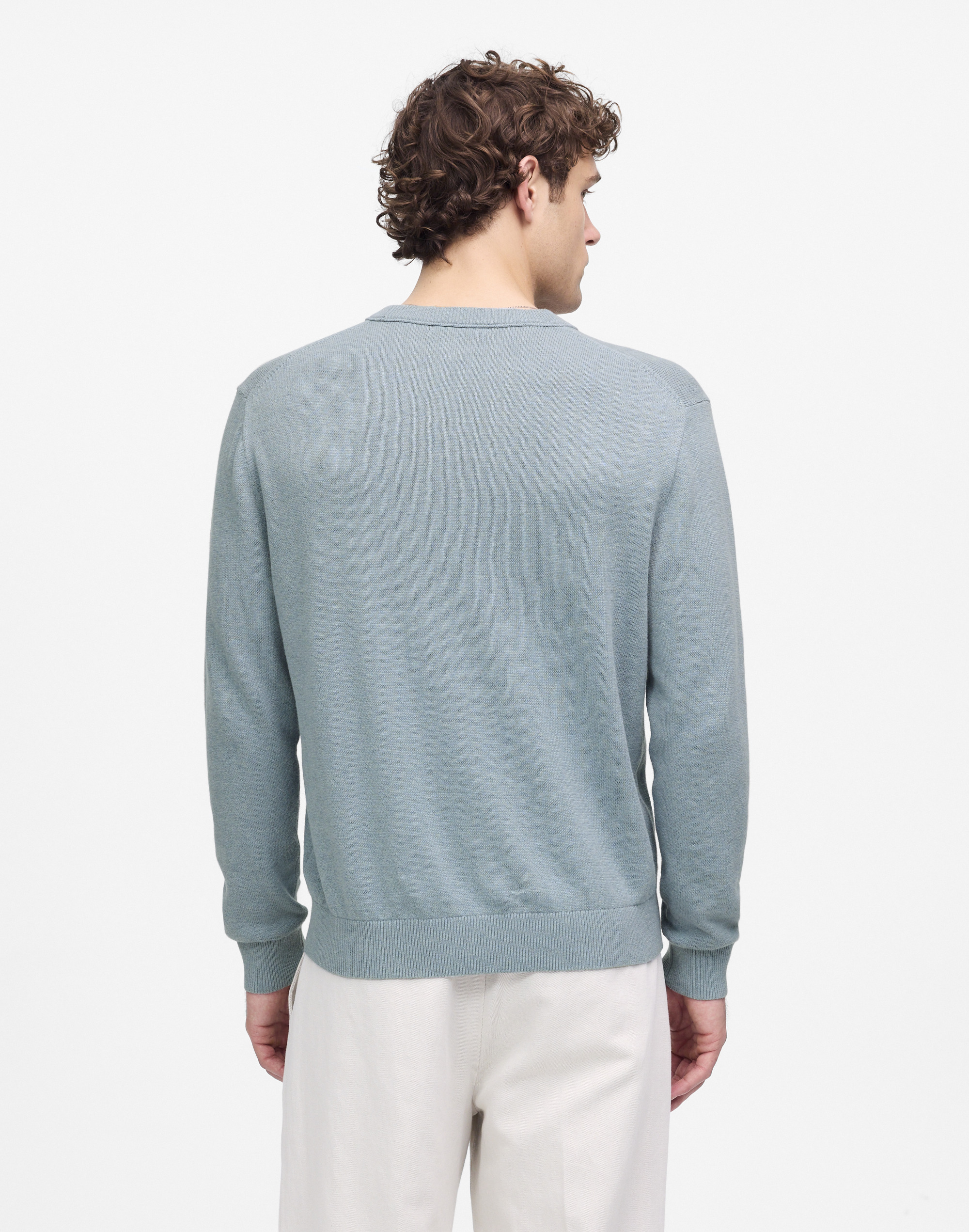 Crewneck Sweater in Lightweight Cotton-Linen Blend