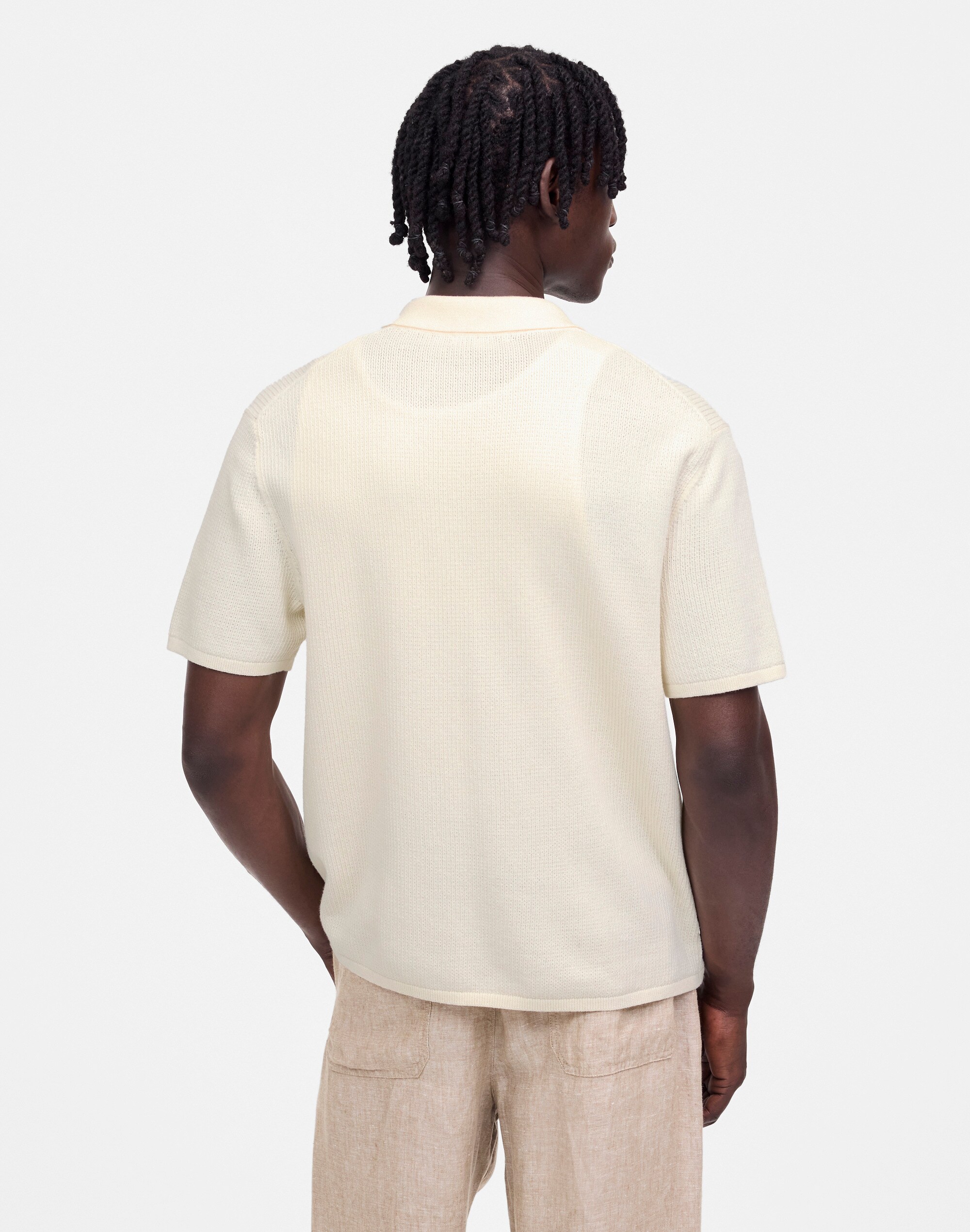 Tuck-Stitch Button-Up Sweater Polo Alternate Image 4