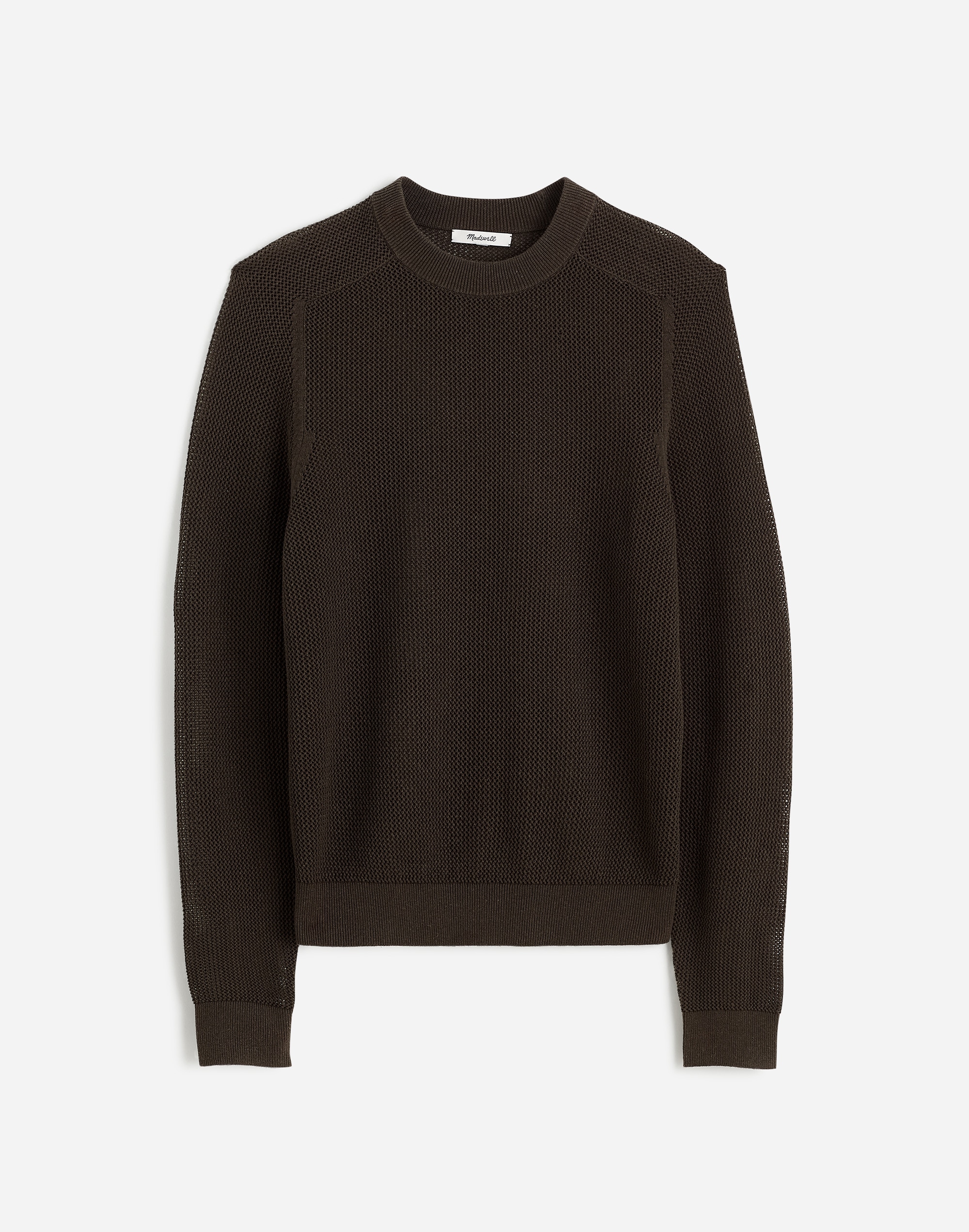 Mesh-Knit Crewneck Sweater in Lightweight Cotton-Linen Blend