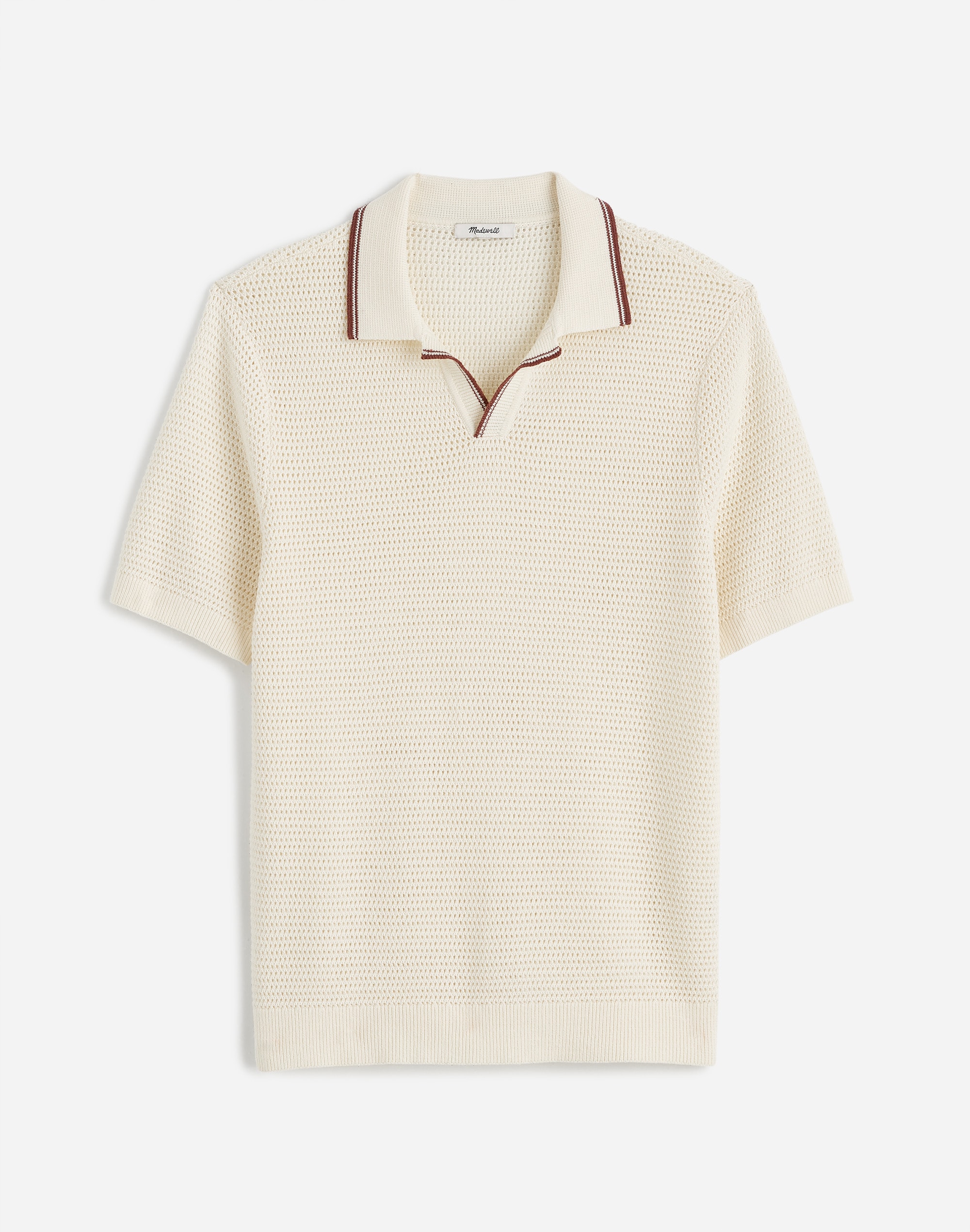 Contrast-Stitch Johnny-Collar Sweater Polo