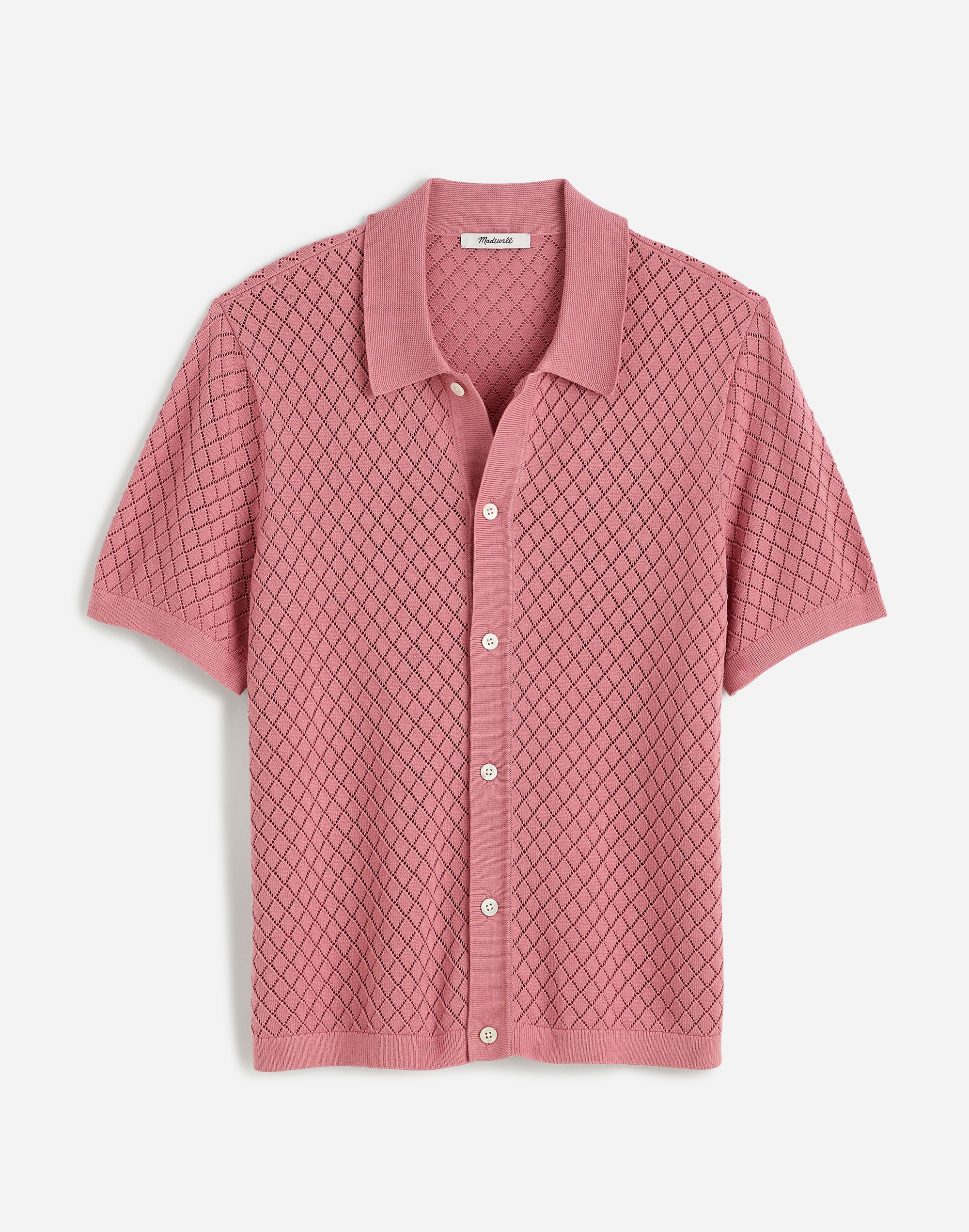 Diamond Pointelle-Stitch Sweater Polo