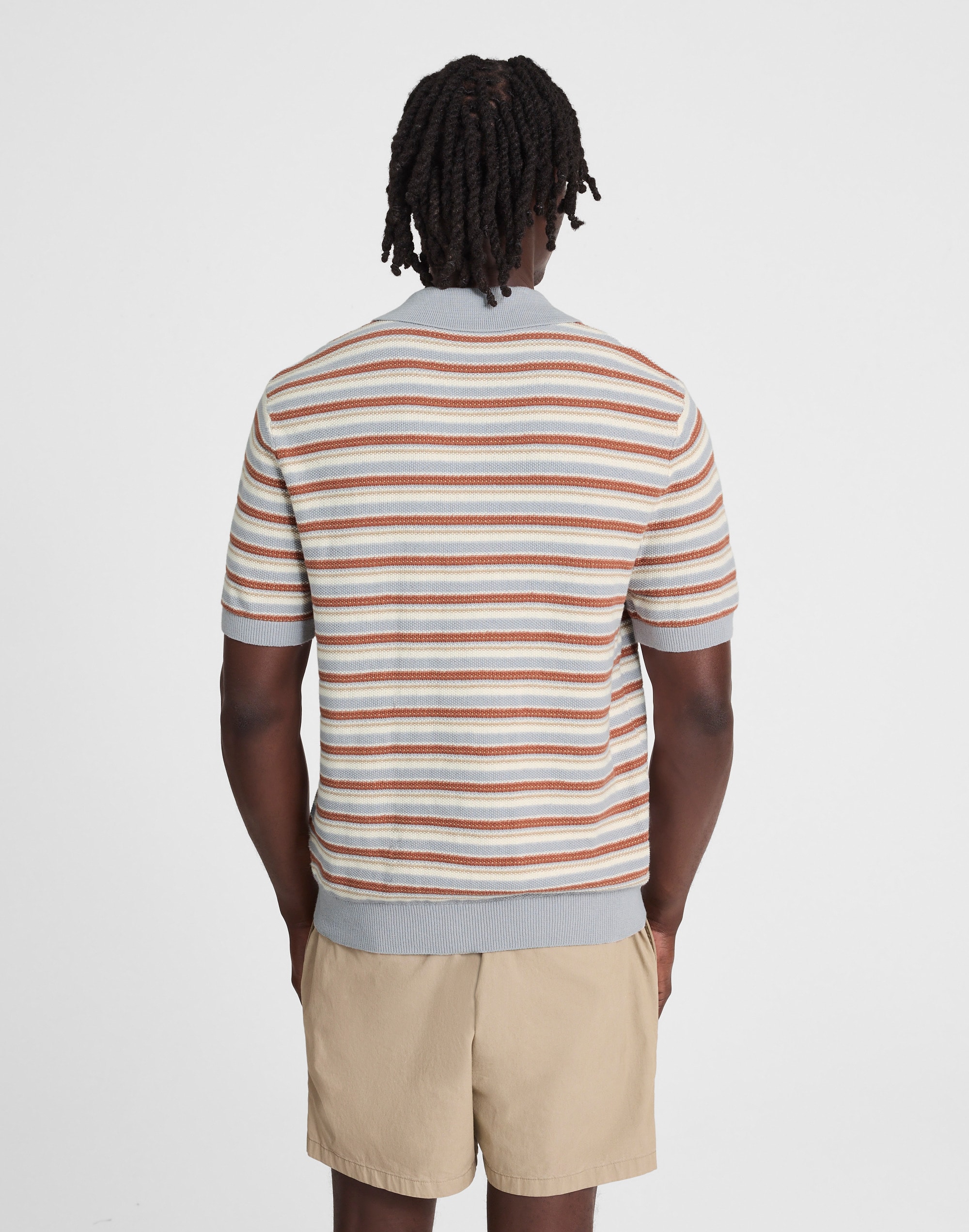 Three-Button Sweater Polo in Cotton-Linen Blend