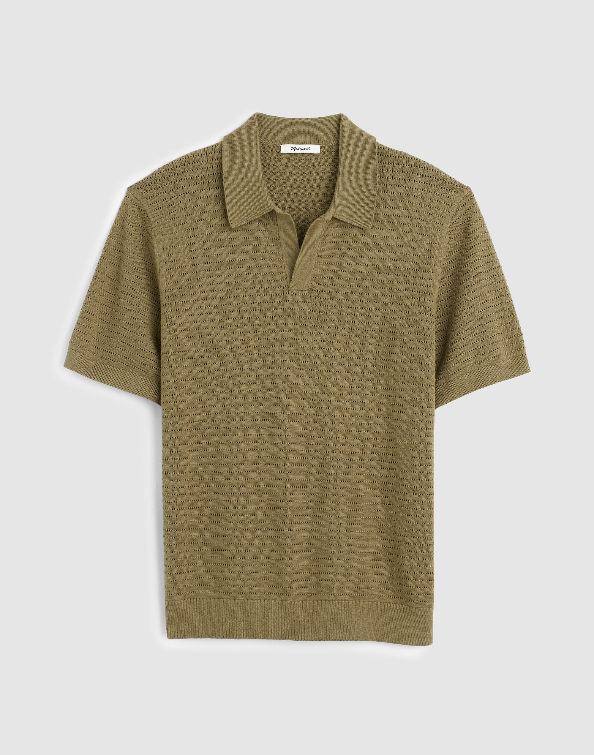 Pointelle-Stitch Johnny-Collar Sweater Polo