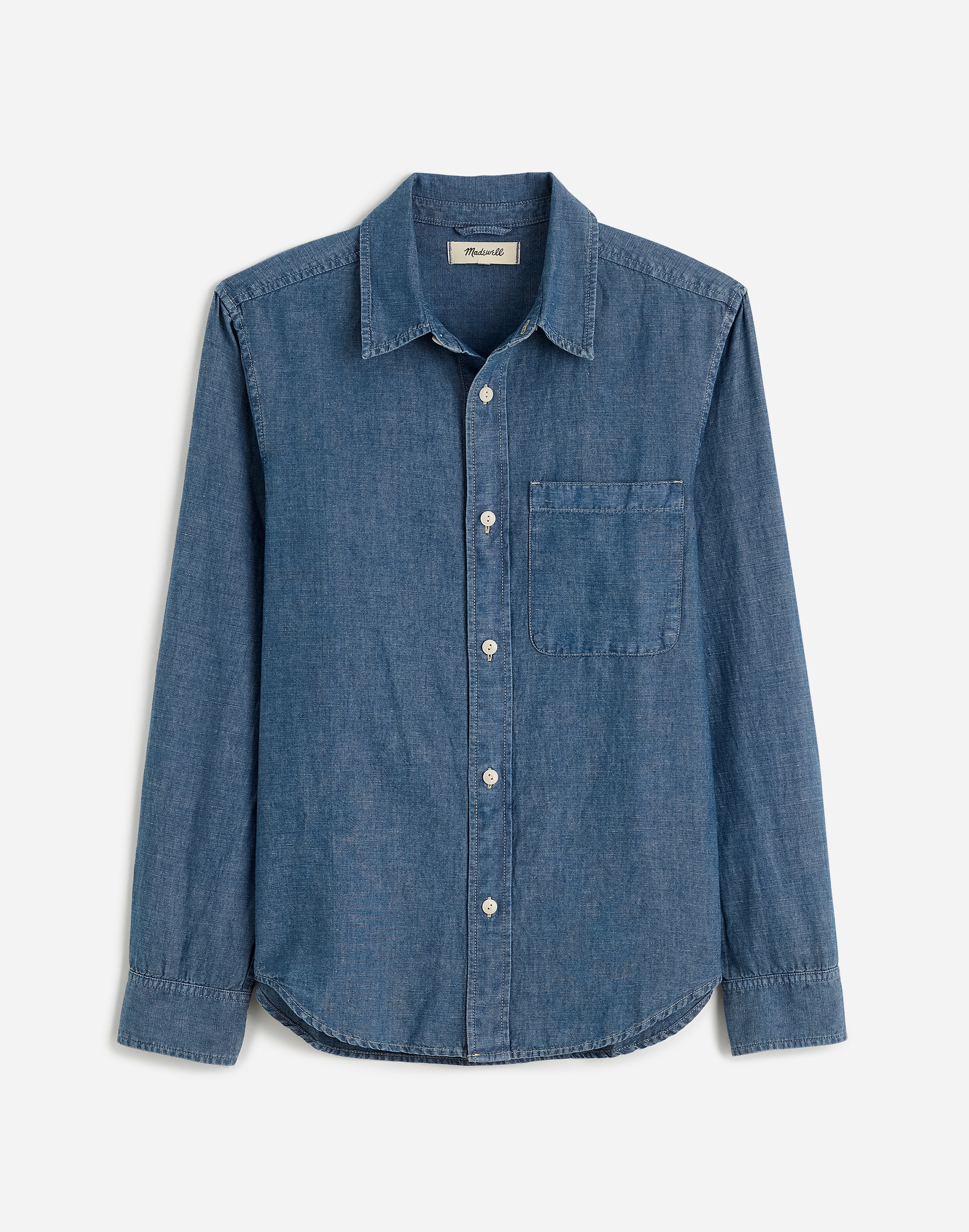 Chambray Button-Up Shirt in Cotton-Linen Blend