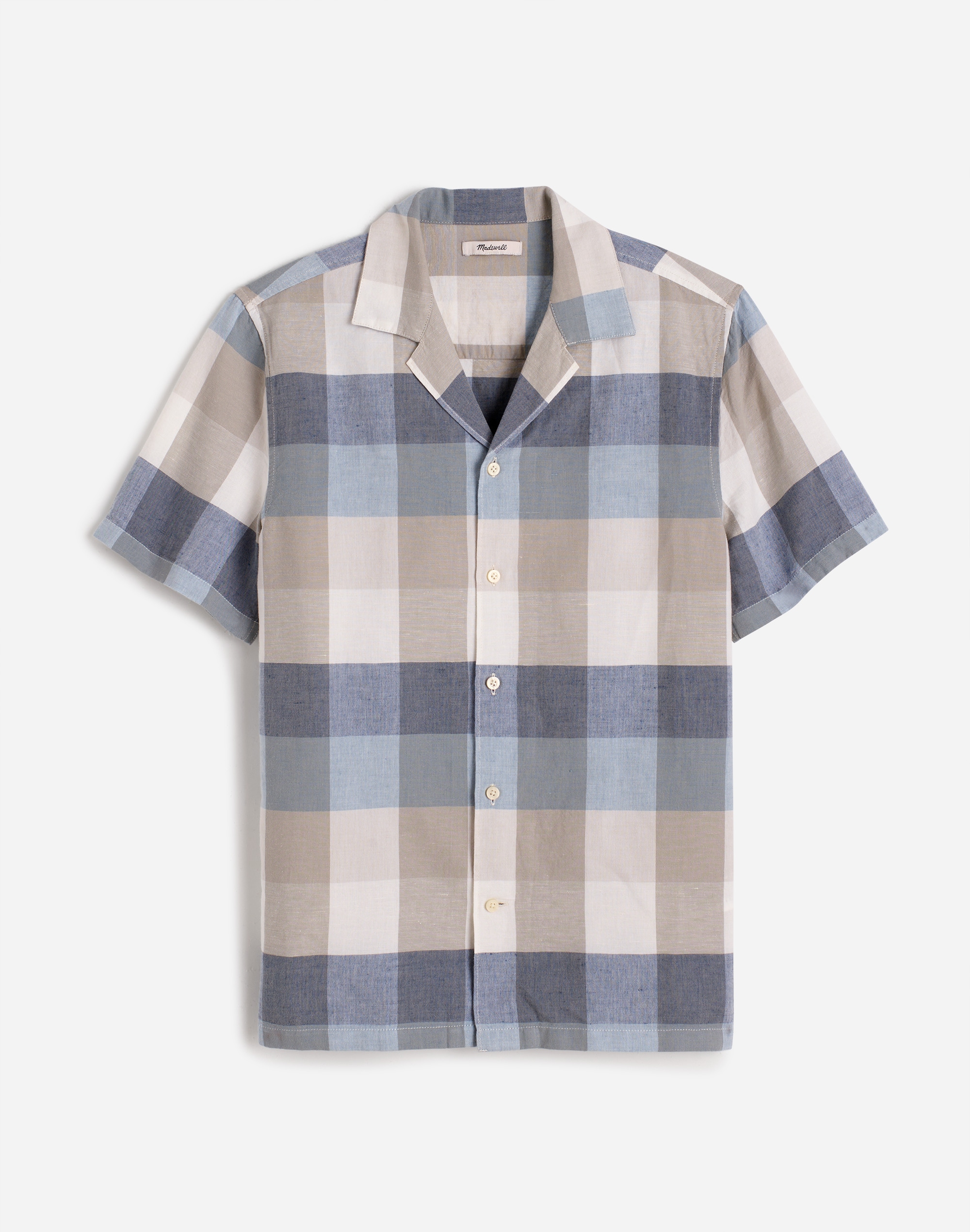Short-Sleeve Button-Up Shirt in Cotton-Linen Blend Alternate Image 6