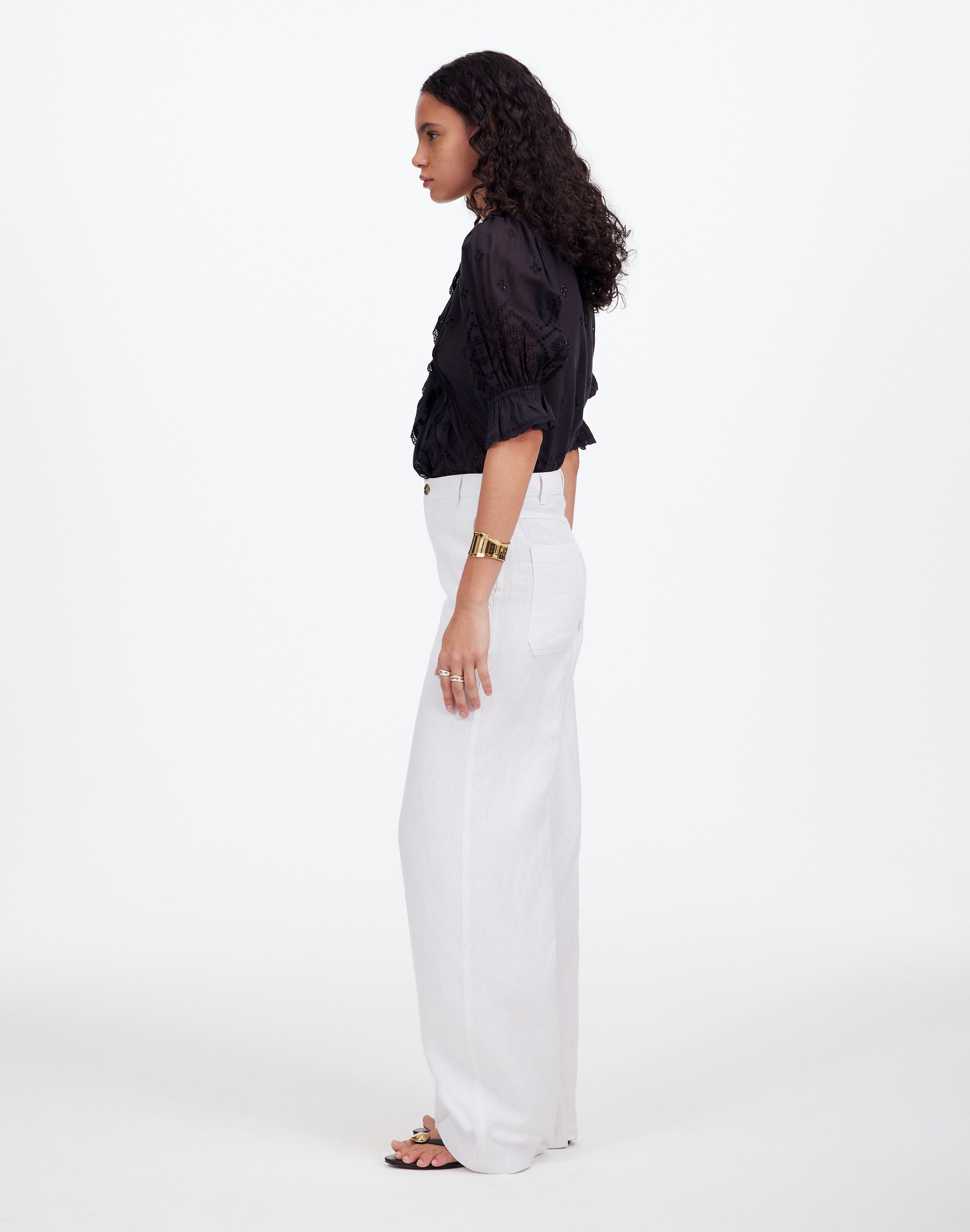 The Petite Zoe Relaxed Wide Pant in 100% Linen