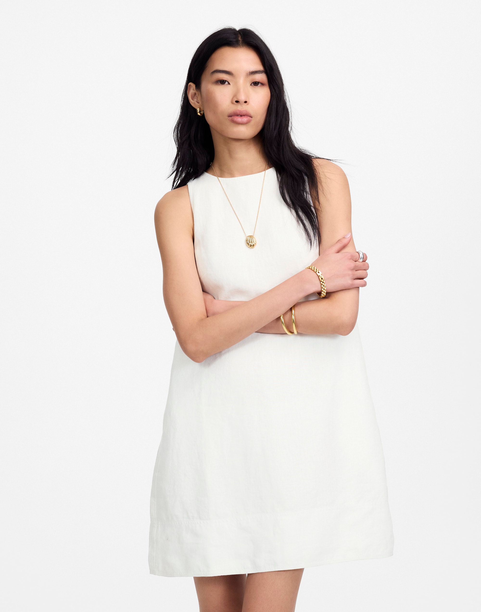 Mini Shift Dress in Linen