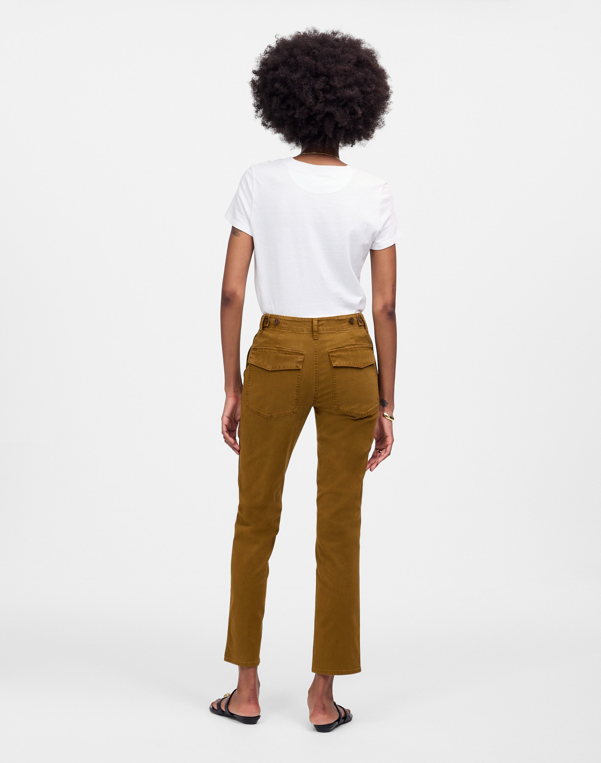 CREAM GARMENT DYED FULL CUT WORKWEAR PANTS