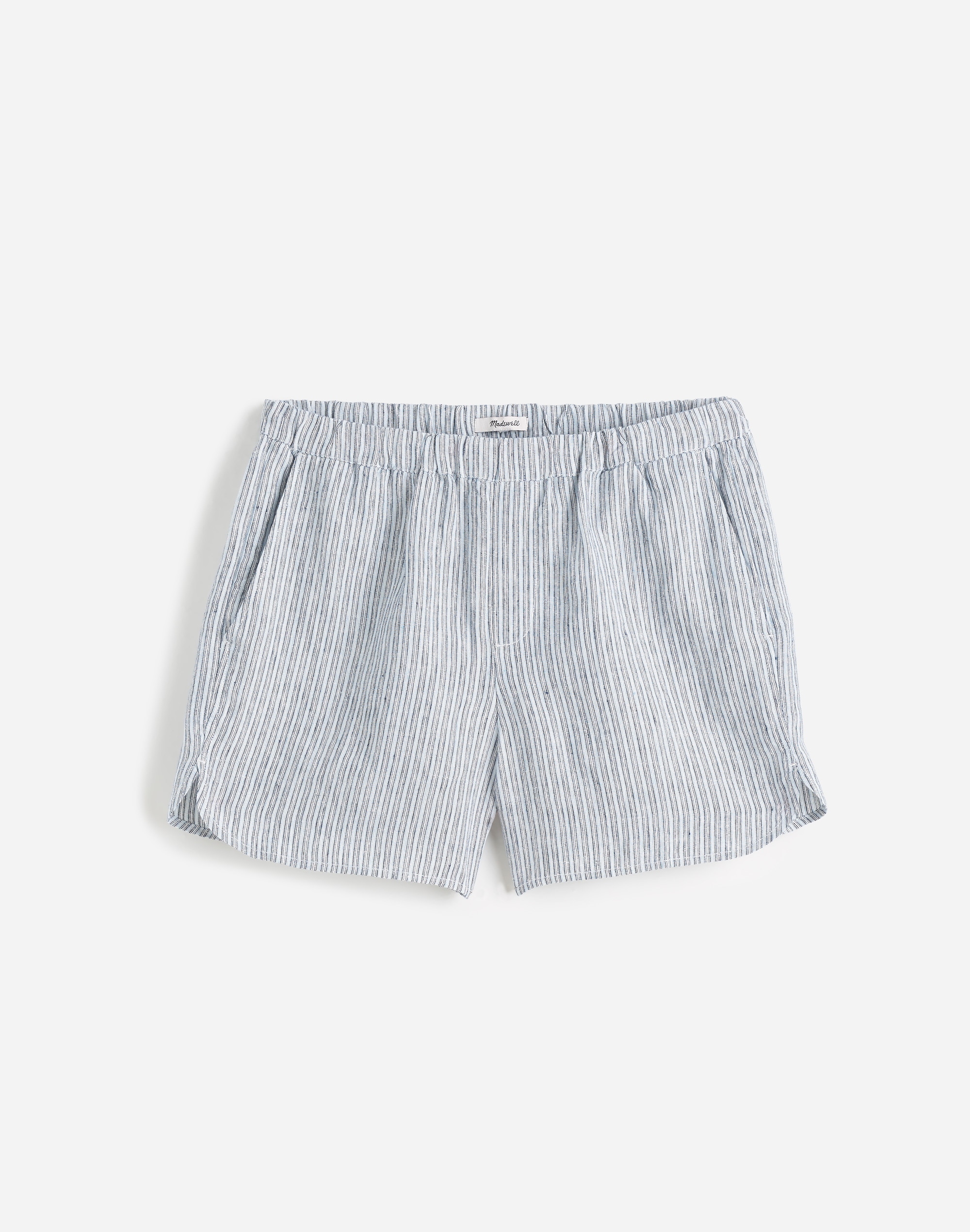 Curved Hem Pull-On Shorts in 100% Linen