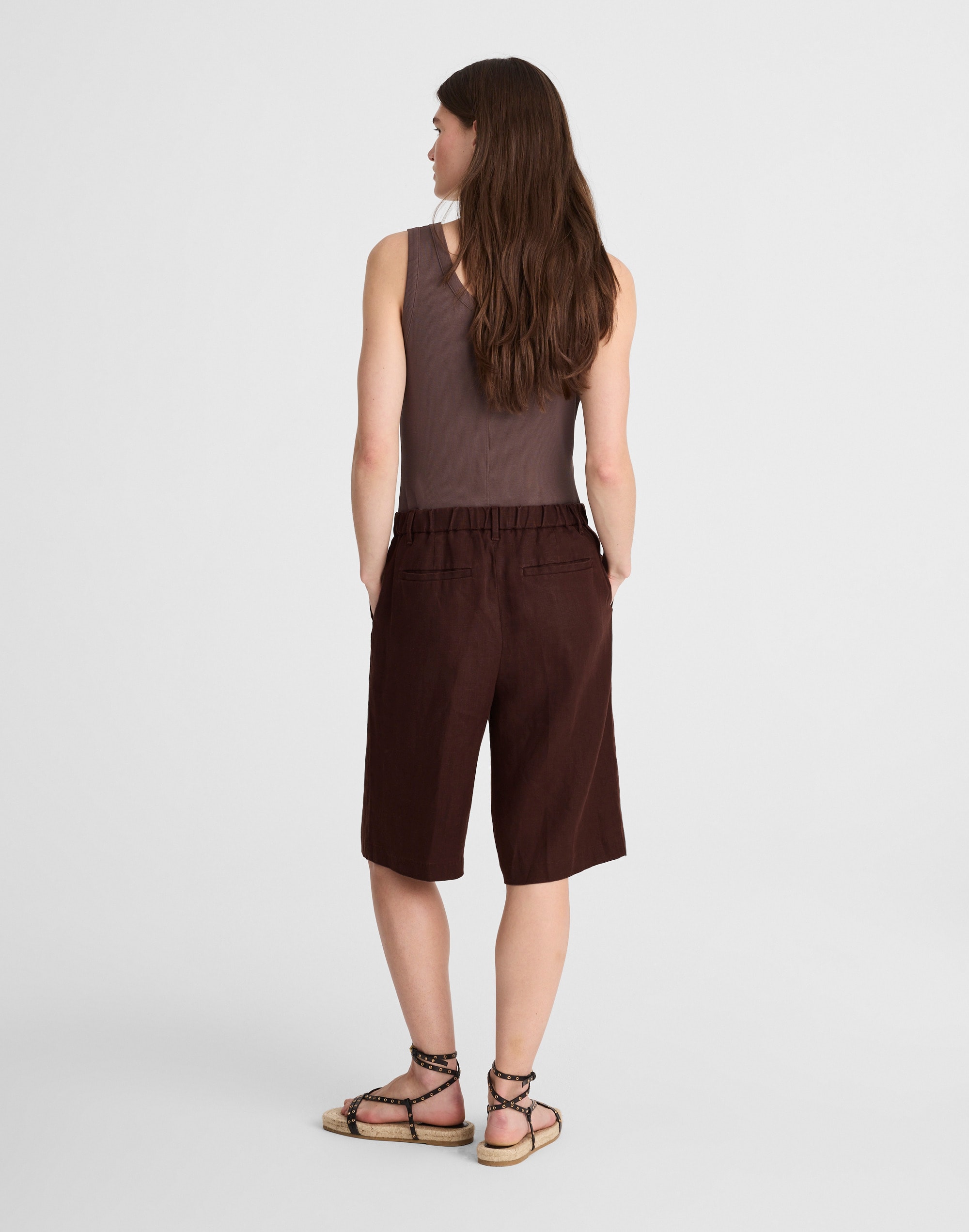 Relaxed Pleated Trouser Shorts in 100% Linen Alternate Image 4